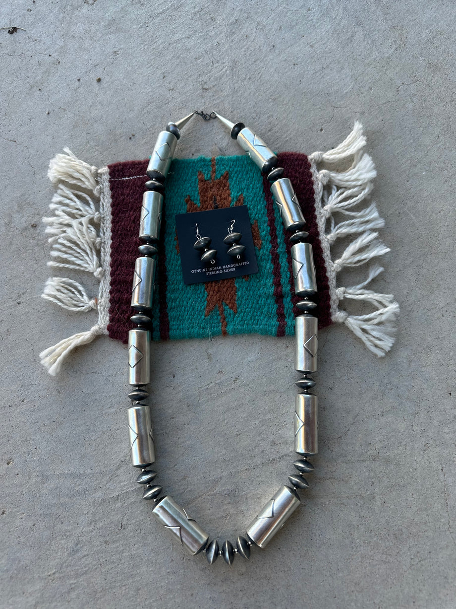 Navajo Sterling Silver Statement Necklace & Earring Set – Nizhoni
