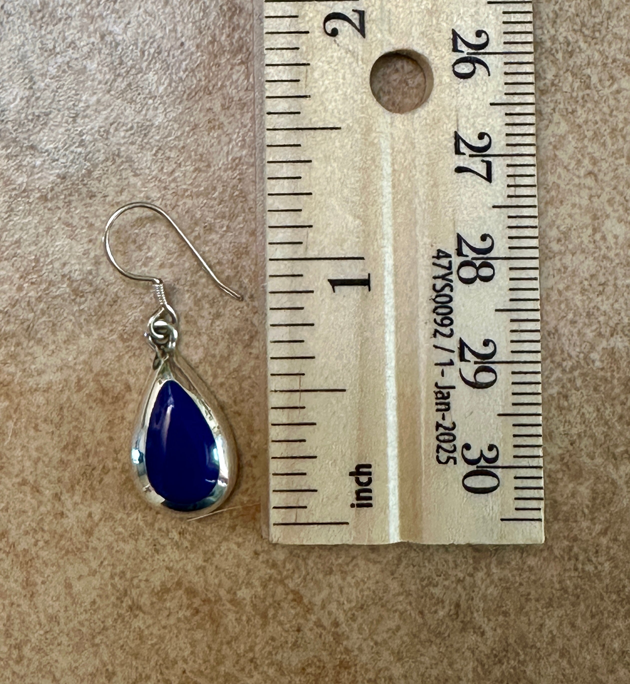 Blue Lapis Teardrop Sterling Silver Hook Earrings