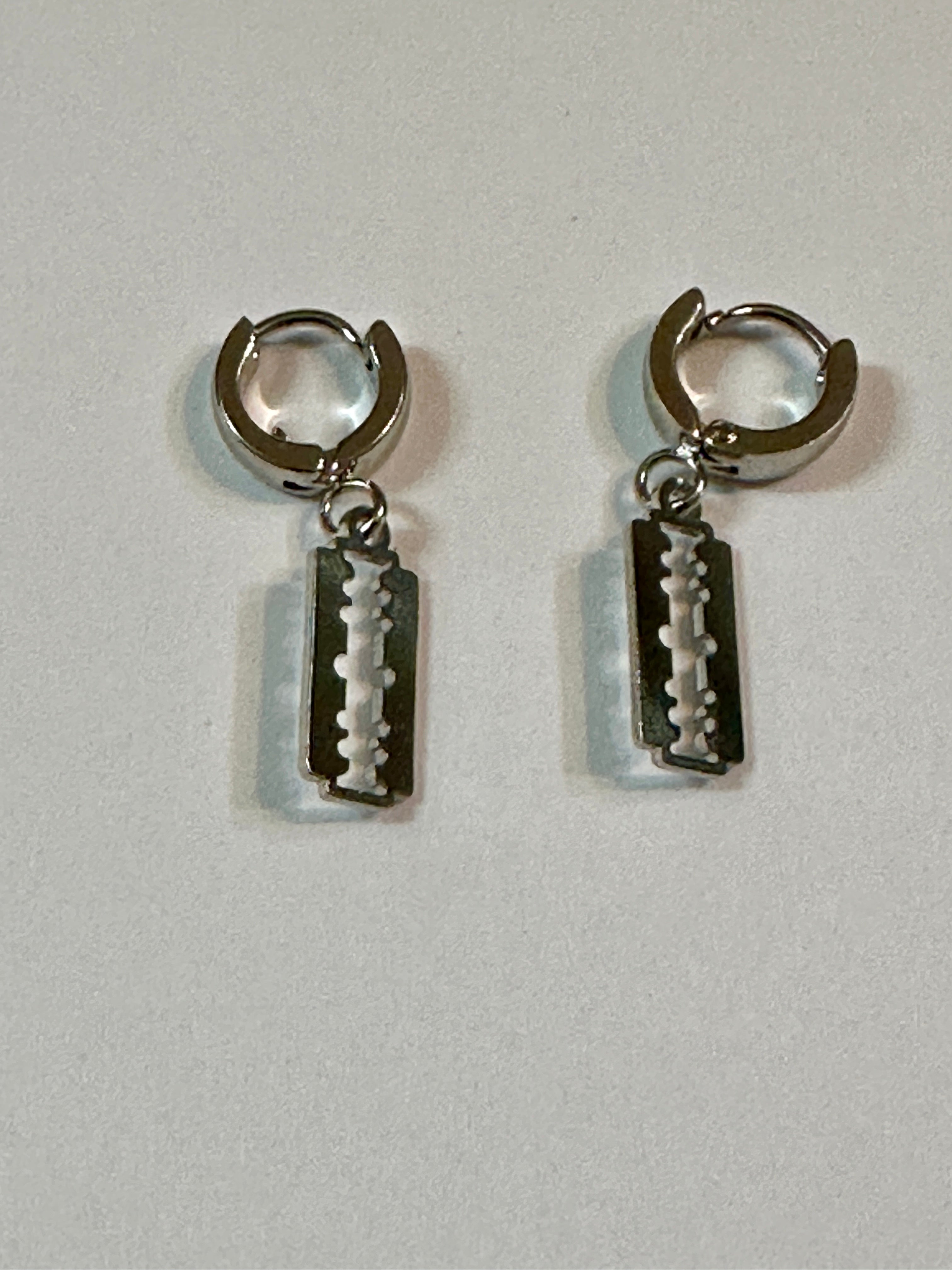 Sterling silver Razor Blade dangle earrings ￼