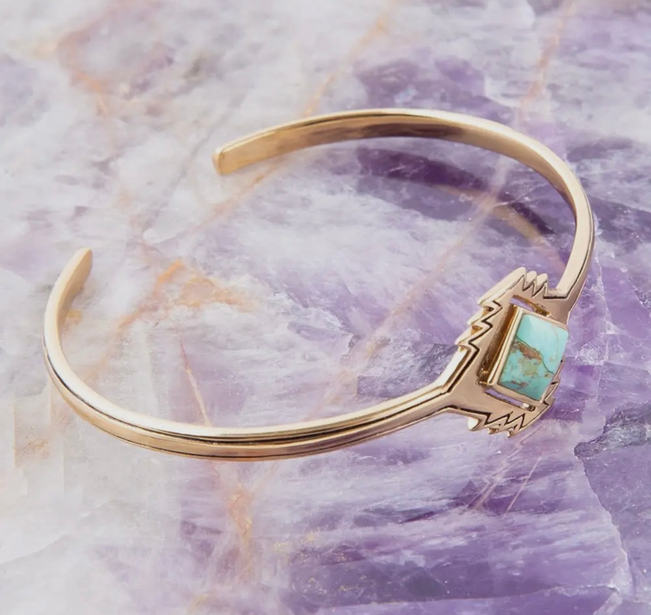 “The Golden Collection”  Aztec Cuff Handmade Natural Turquoise Gold Plated Adjustable Bracelet Cuff