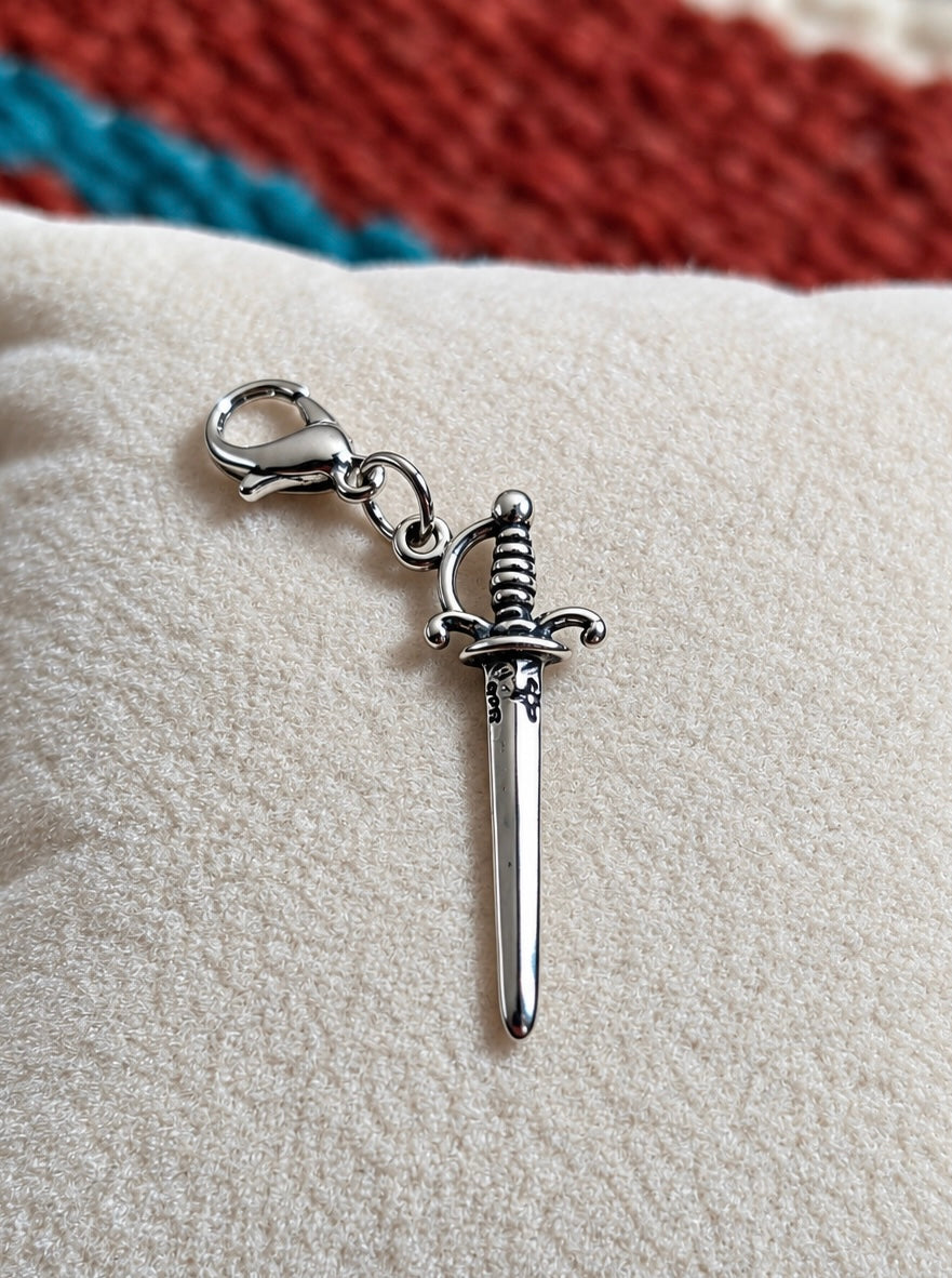 Handcrafted Ornate Sword Charm Sterling Silver