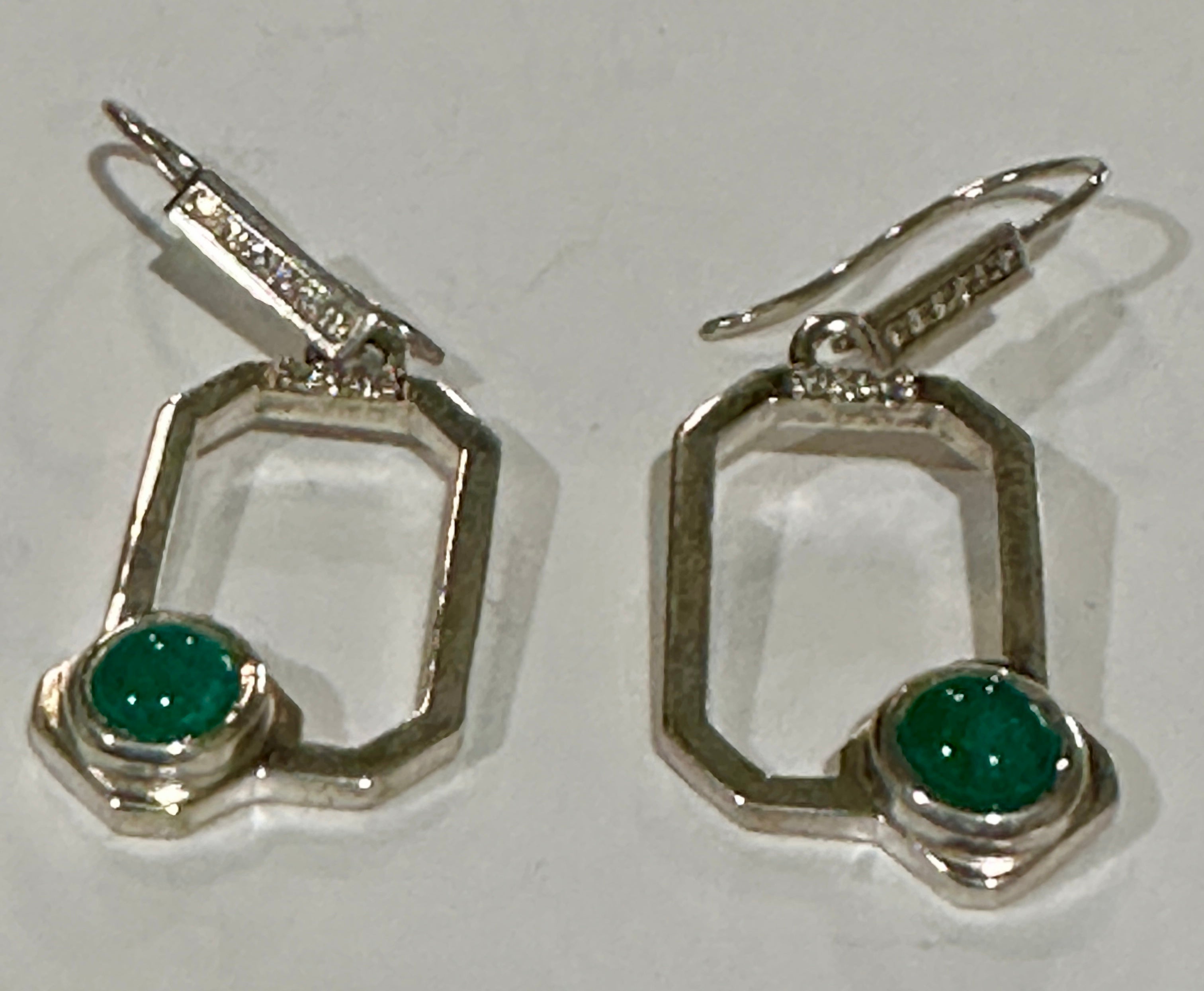 Colombian Emerald Earrings in Sterling Silver dangles 1ct set 4