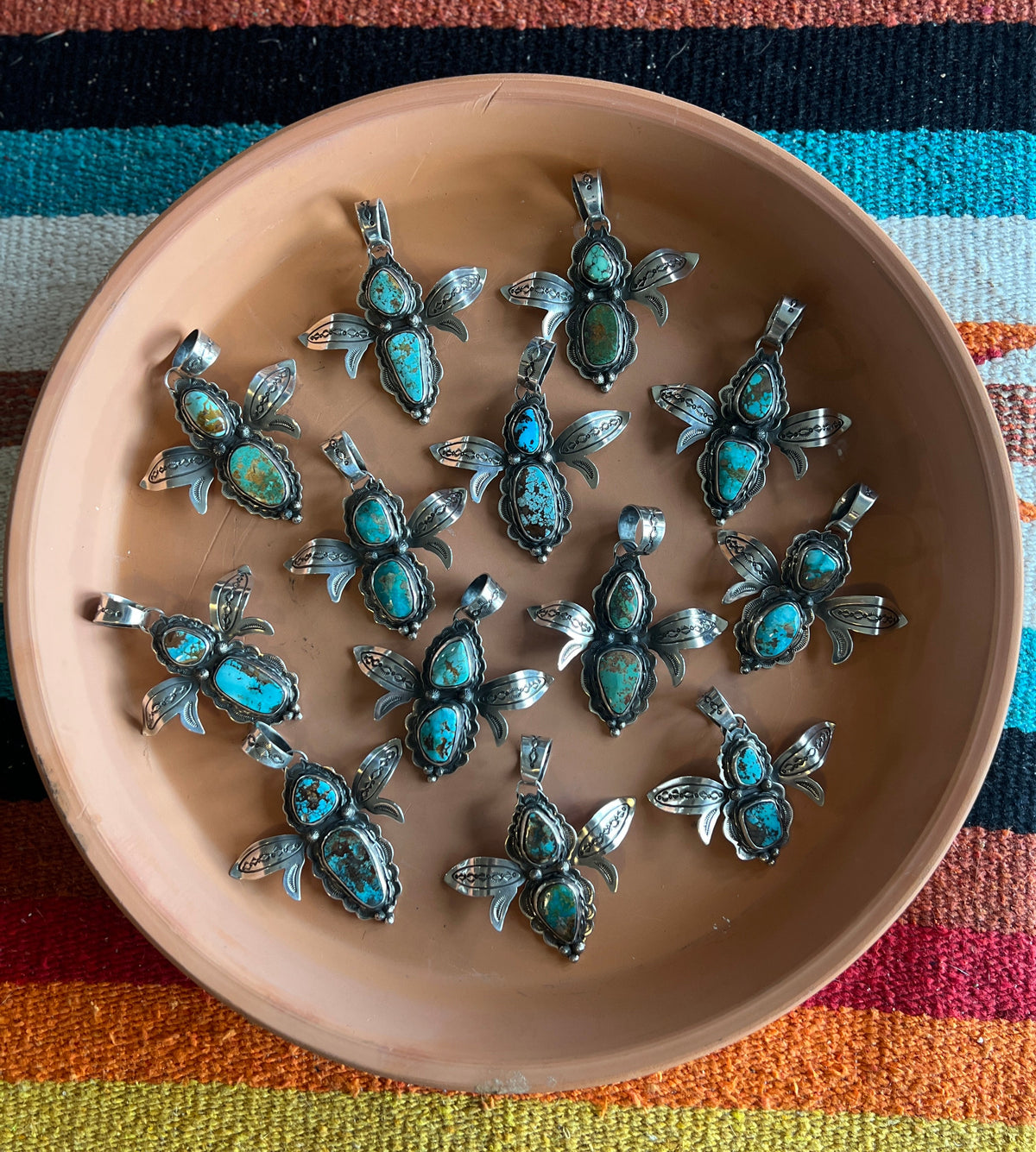 Sterling Silver and Turquoise Winged Bug Pendant by Kimari Somers