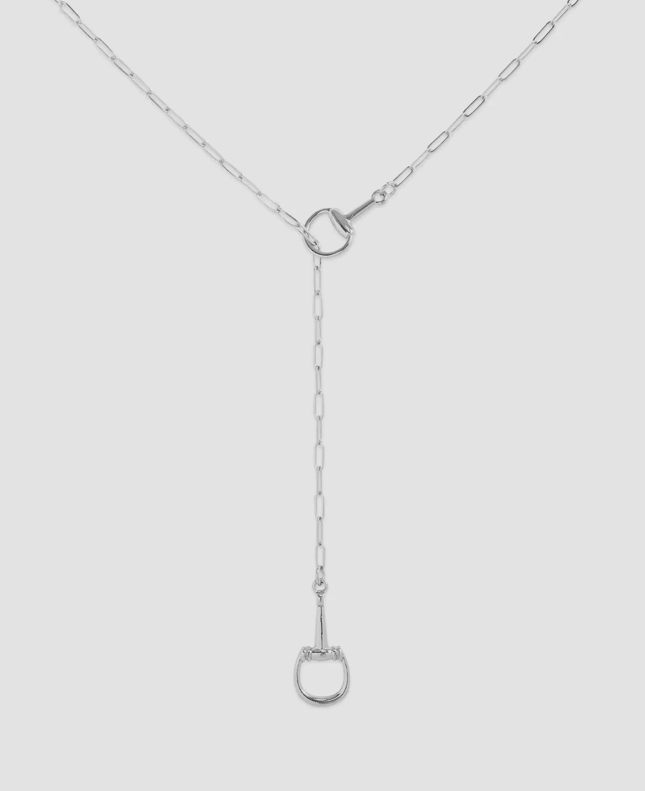 “The Golden Collection” Handmade Silver Plated Chain Link HORSE BIT Y Necklace