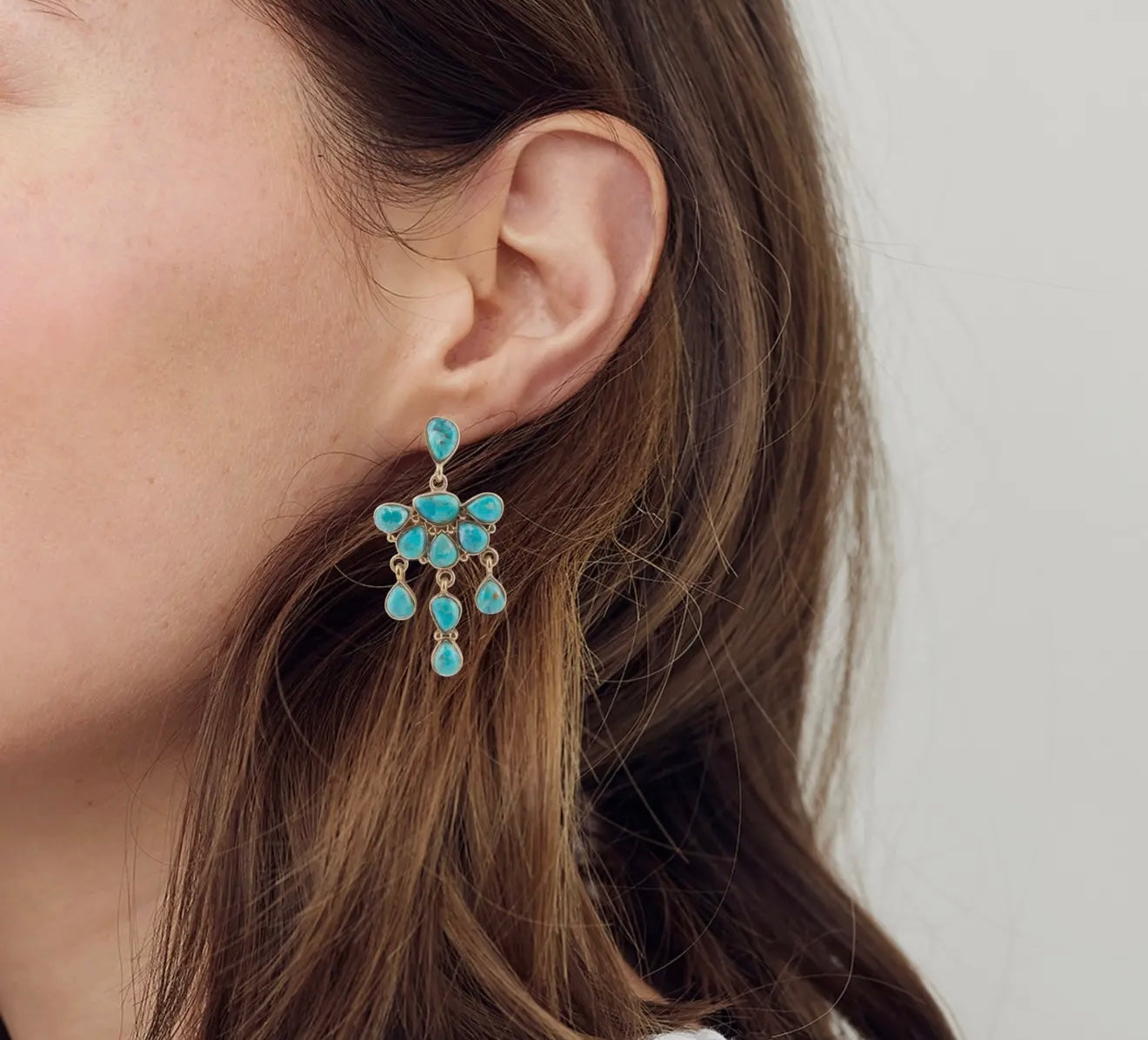 “The Golden Collection”  DURANGO Handmade Gold Plated Sterling Silver & Natural Turquoise Earrings