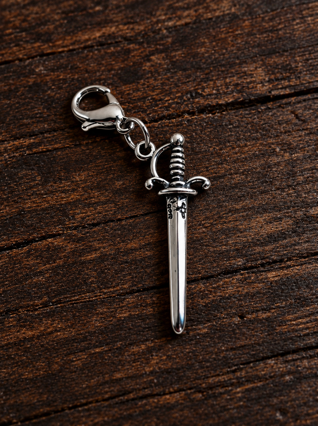 Handcrafted Ornate Sword Charm Sterling Silver