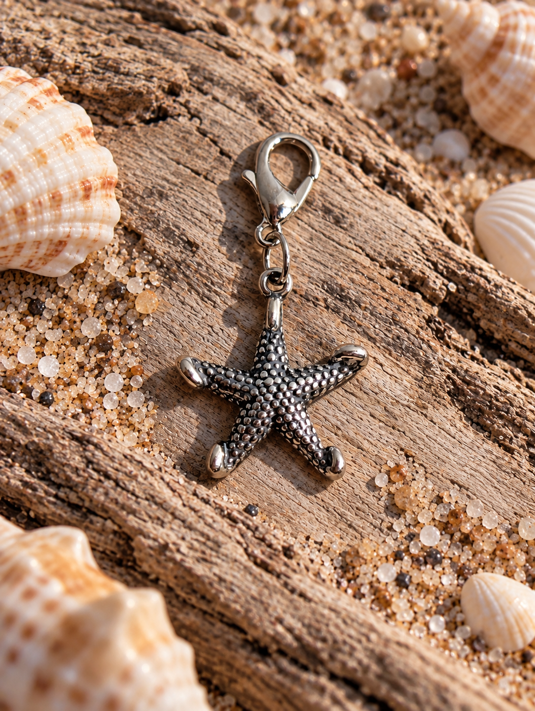 Handcrafted Curled StarFish Ocean Charm Sterling Silver