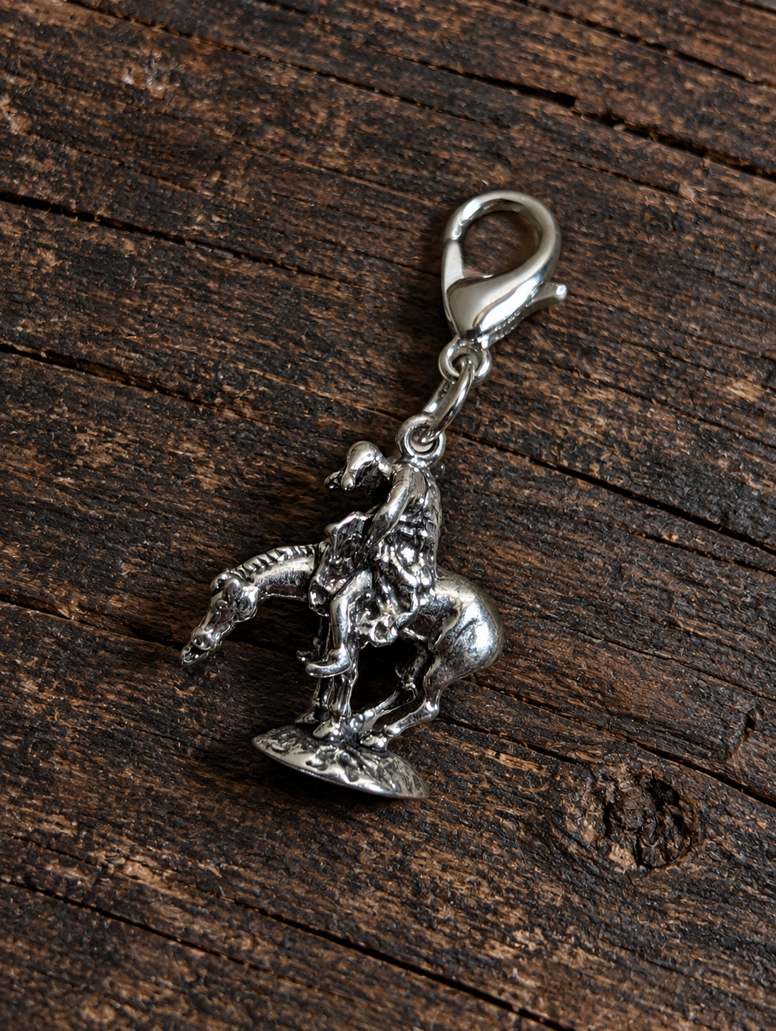 Handcrafted End Of The Trail Horse Charm Sterling Silver Western Style