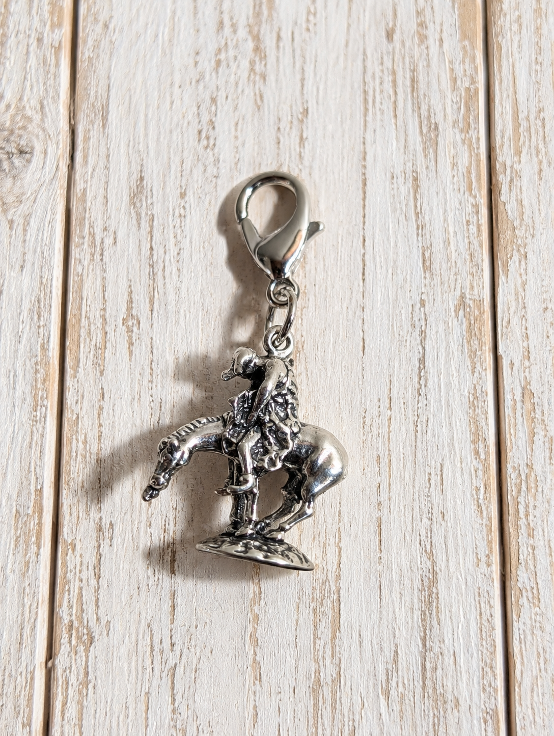 Handcrafted End Of The Trail Horse Charm Sterling Silver Western Style