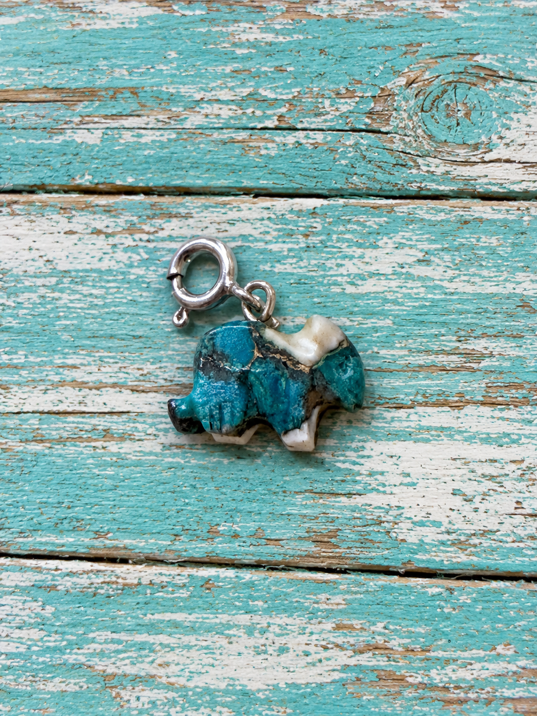 Handcrafted & Hand Carved Blue Mojave Rabbit Charm