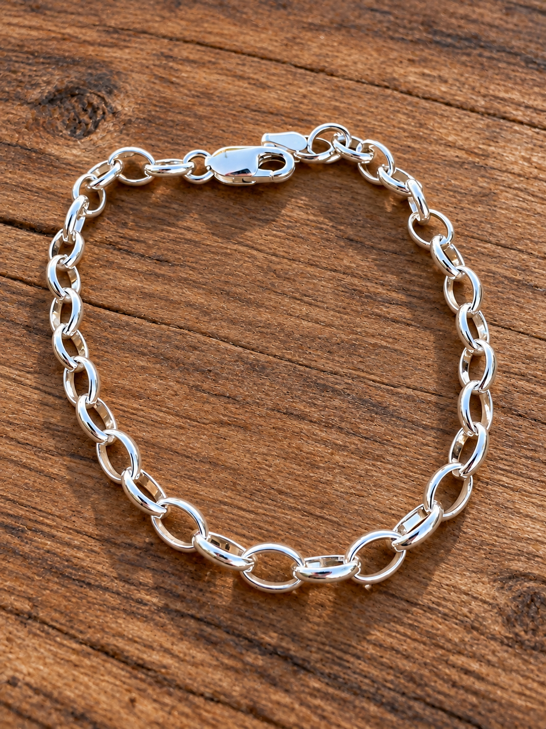 Handcrafted Sterling Silver Charm Chain Bracelet 8 inch