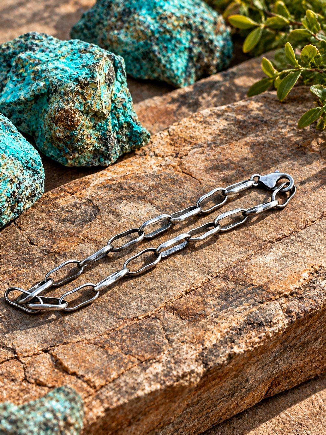 Handcrafted Made Sterling Silver Paper Clip Chain Bracelet