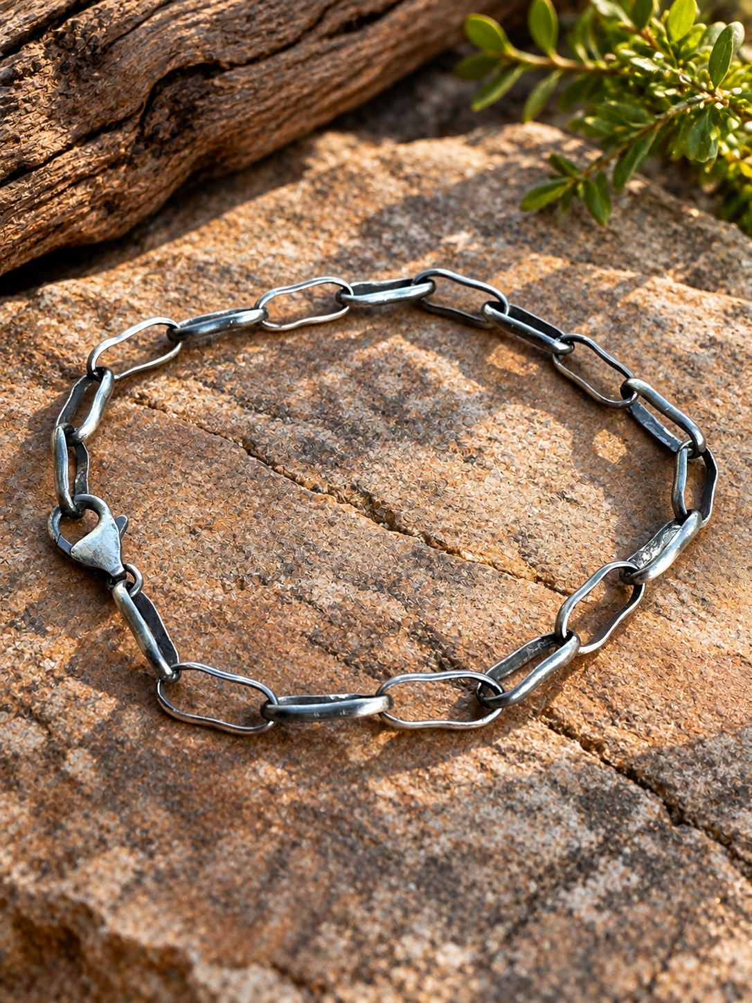 Handcrafted Made Sterling Silver Paper Clip Chain Bracelet