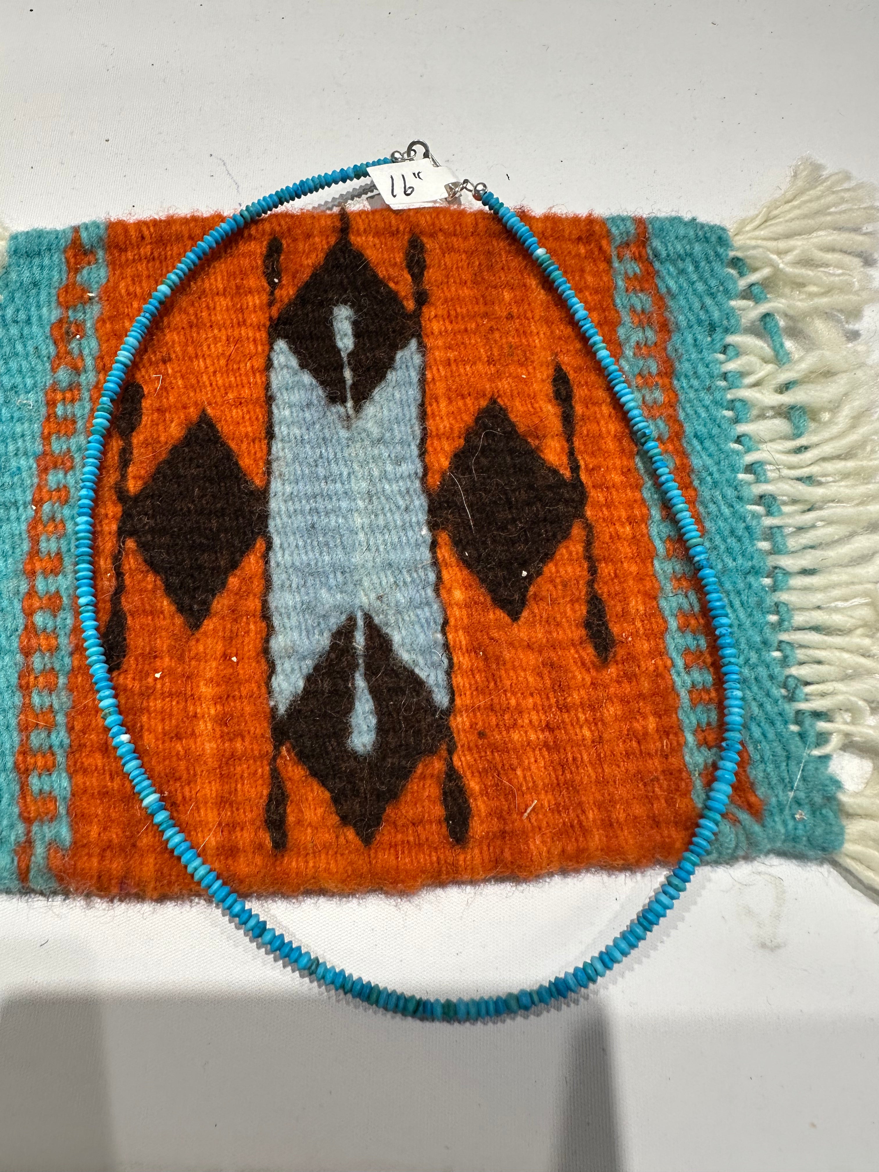 Sterling Silver & 2mm Turquoise Beaded Necklace