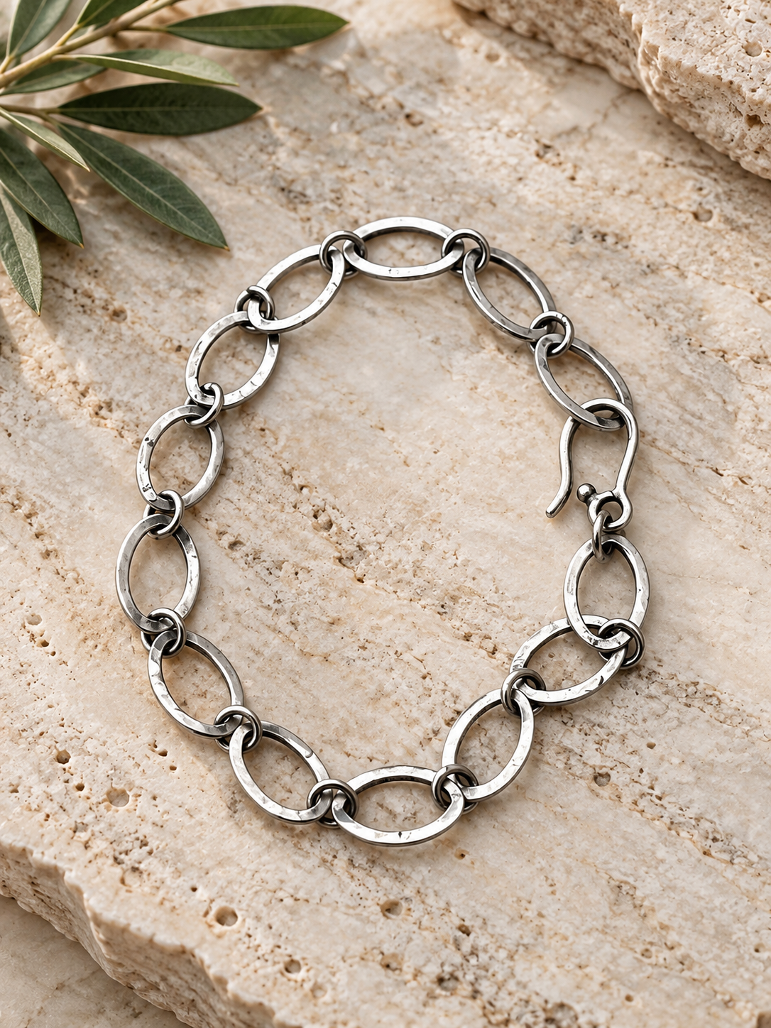 Handmade Beautiful Sterling Silver Link Bracelet 8 inch