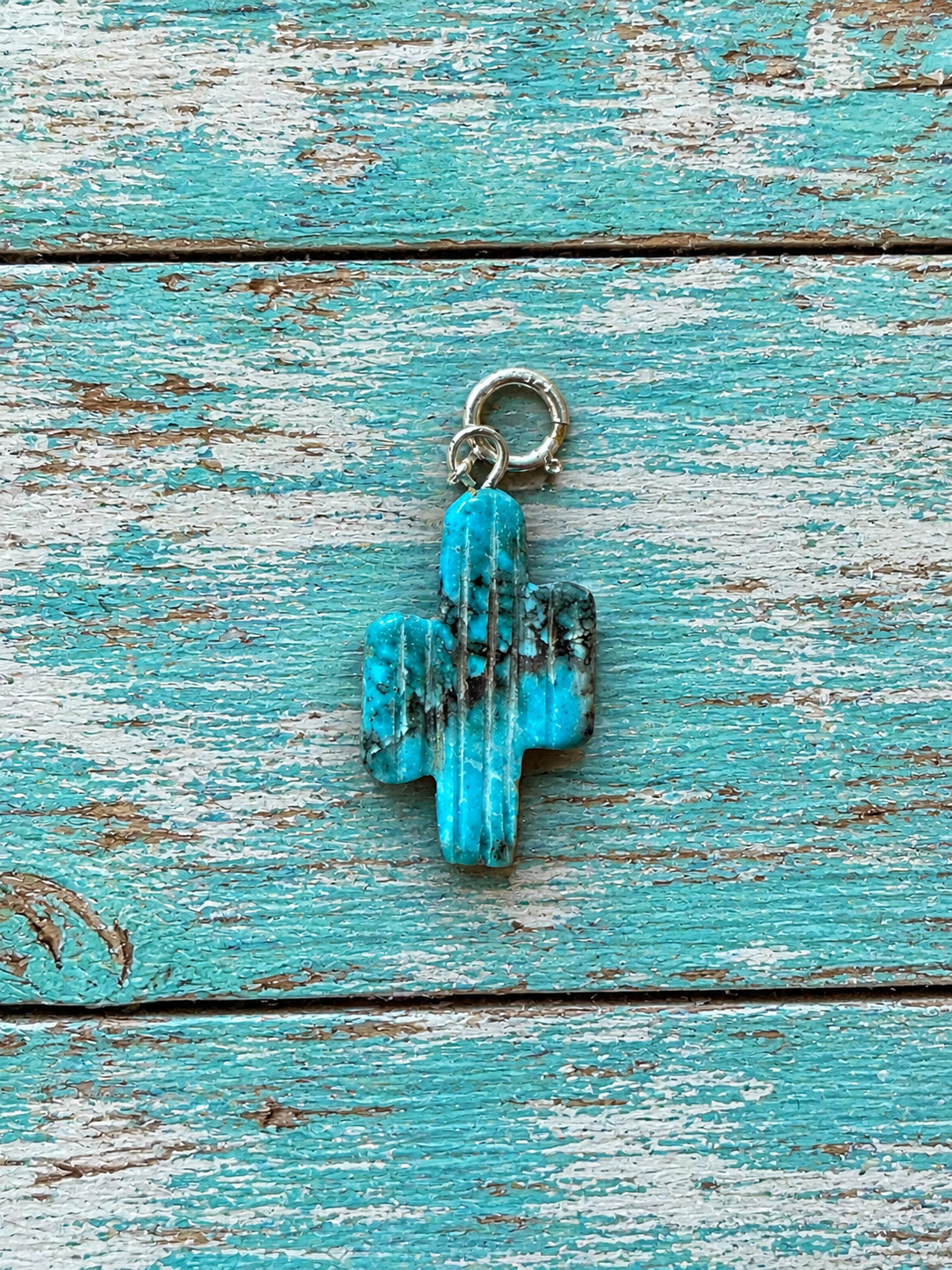 Handcrafted Turquoise Saguaro Cactus Charm