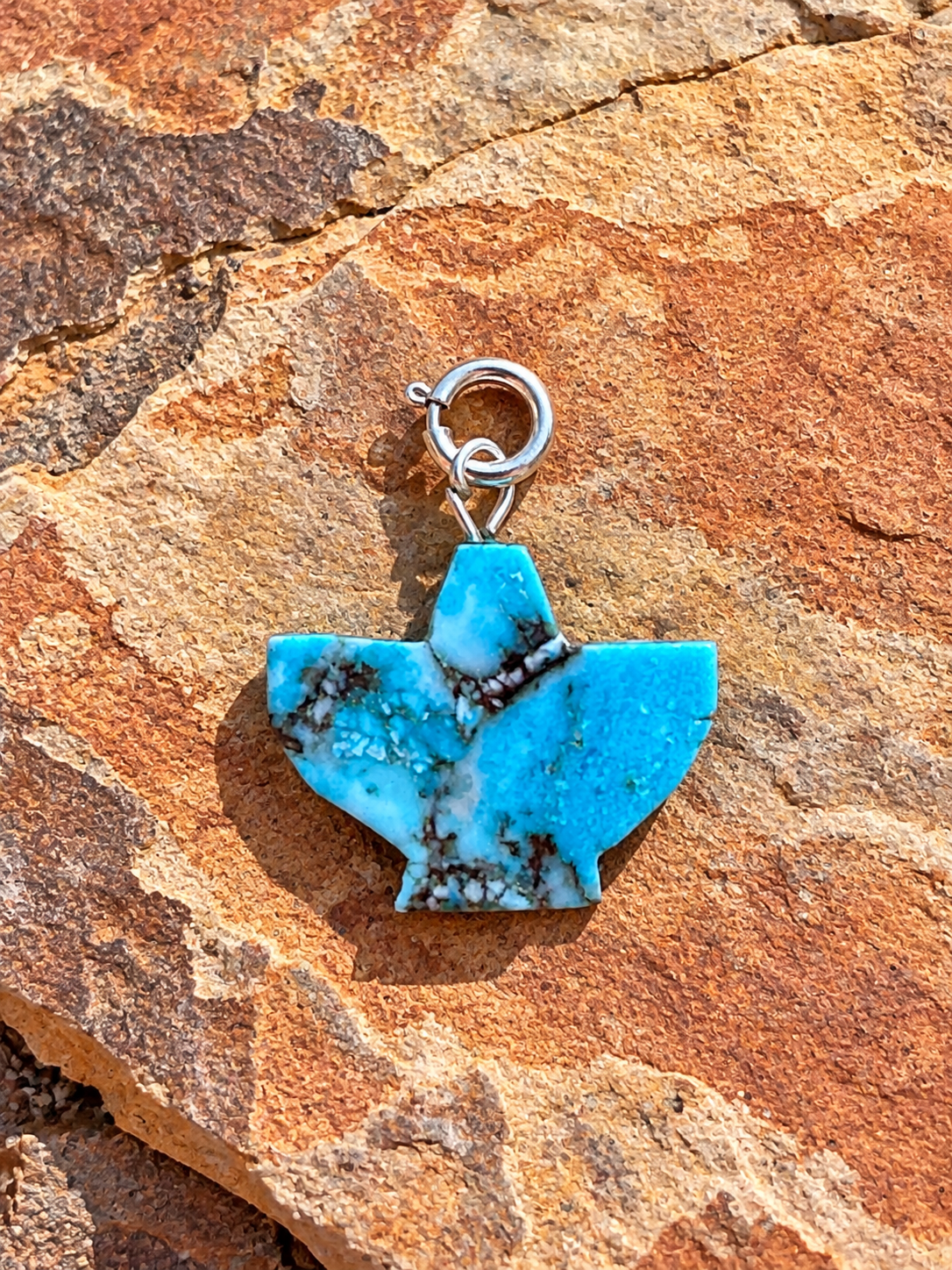 Handcrafted Turquoise Blue  Mojave Eagle Charm
