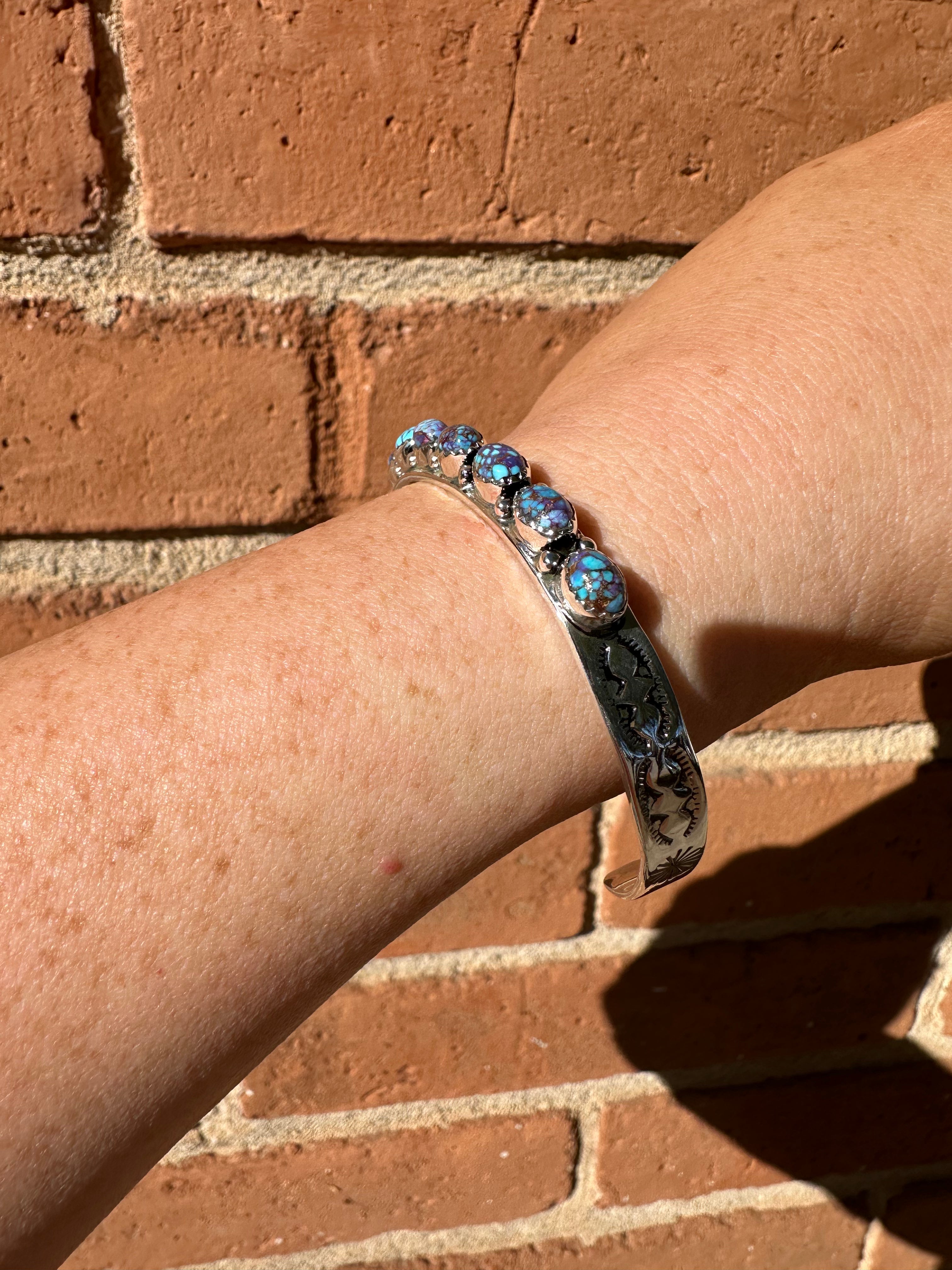 Handmade Sterling Silver & Blue Dream Mojave Adjustable Cuff Bracelet