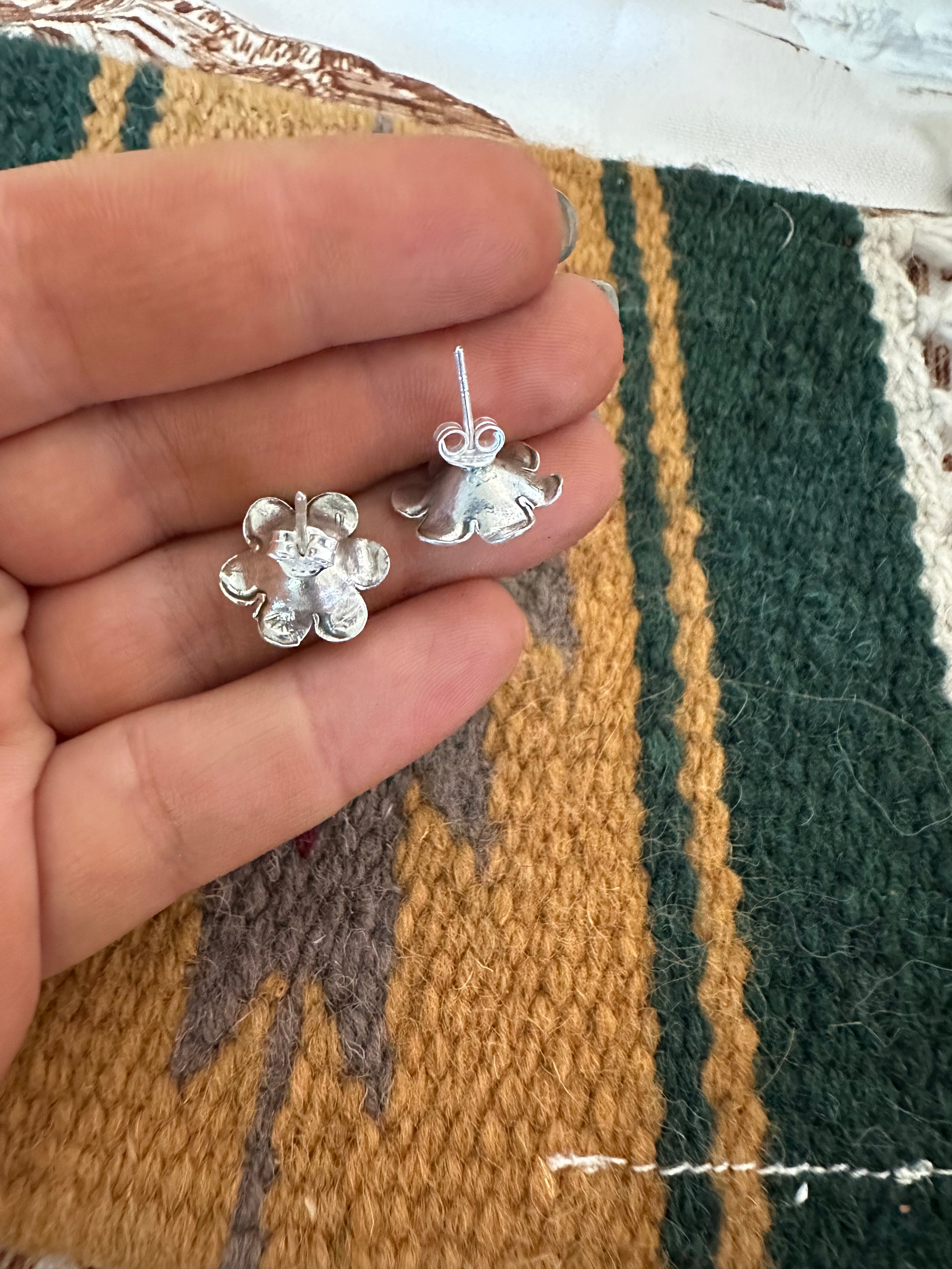 Blossom Brilliance Handmade Sterling Silver Flower Post Earrings