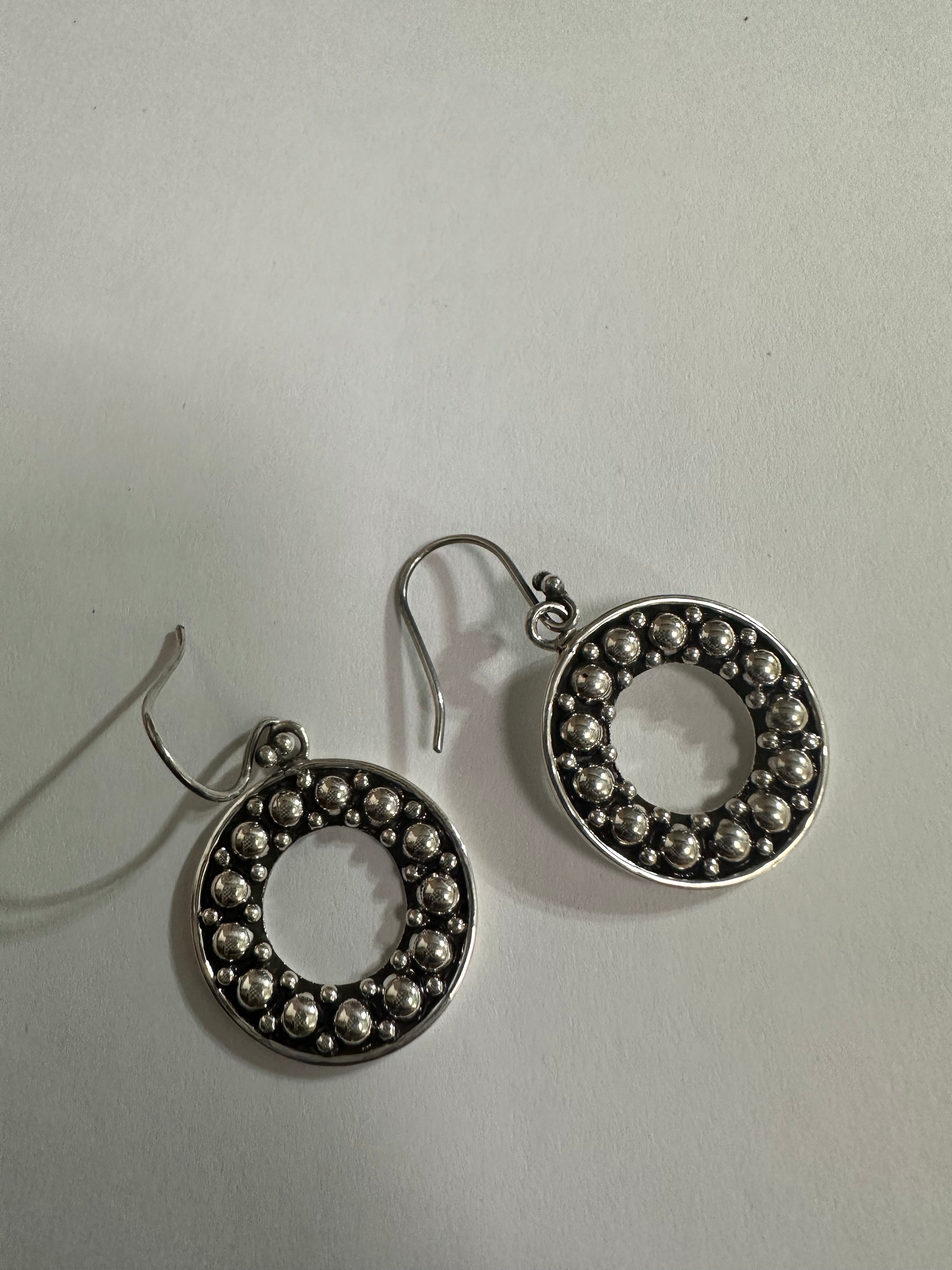 Handmade Sterling Silver Ball Dangle Earrings Signed Nizhoni Style 1