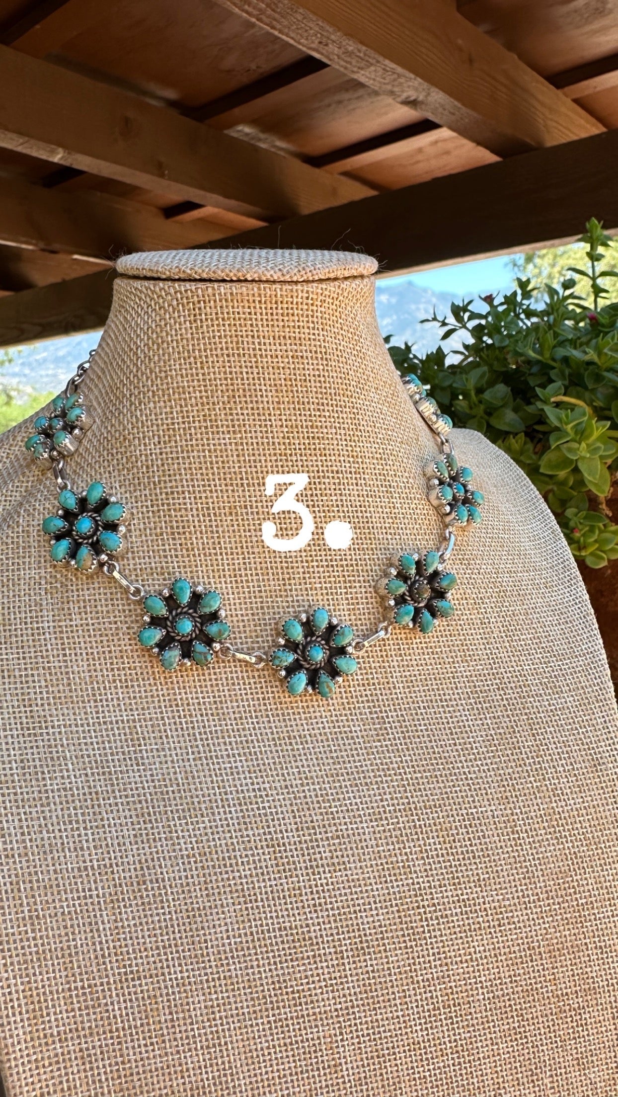 Cassidy Handmade Sterling Silver Turquoise Flower Choker Signed Nizhoni