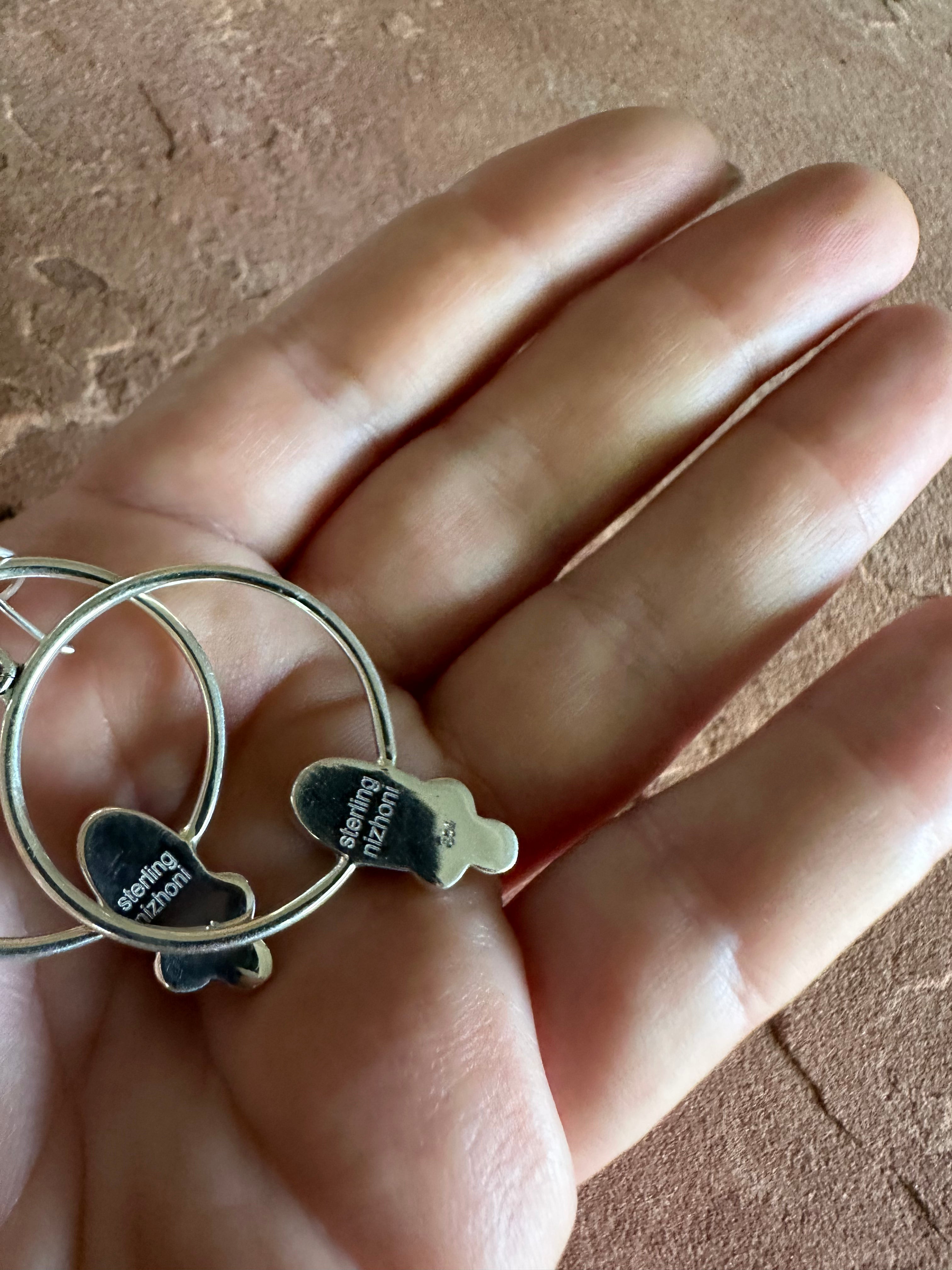 Handmade Sonoran Turquoise and Sterling Silver Hoop Earrings