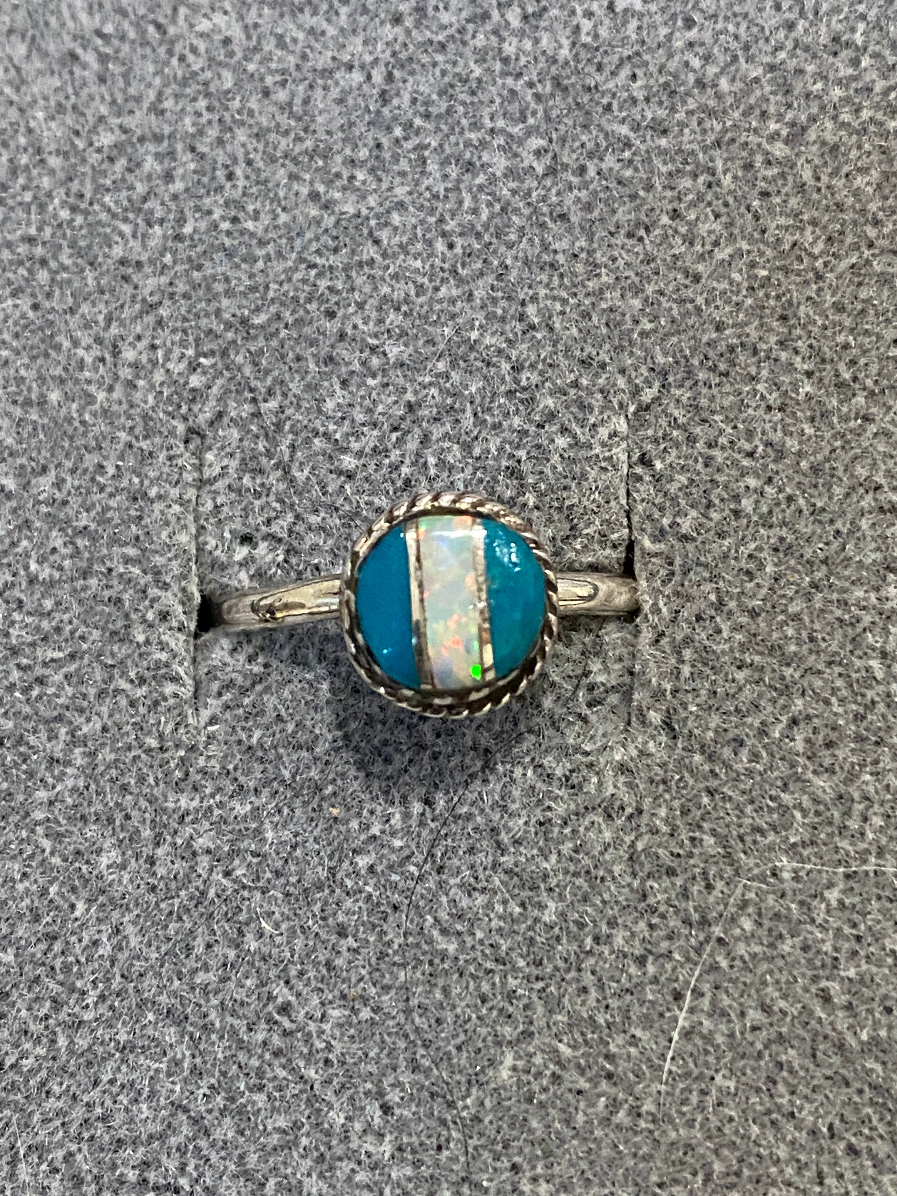 Navajo Sterling Silver & Blue Opal Inlay Ring