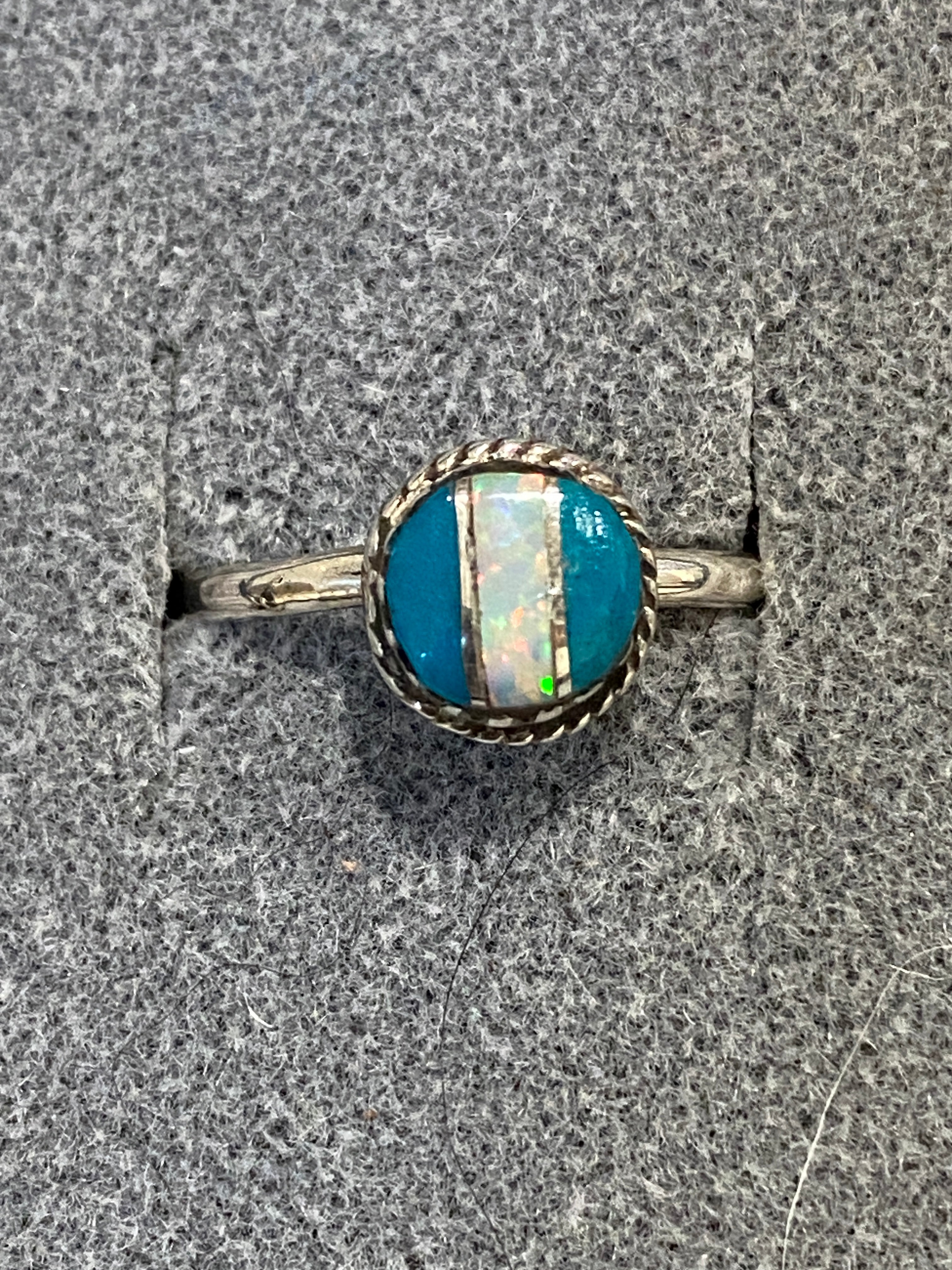 Navajo Sterling Silver & Blue Opal Inlay Ring