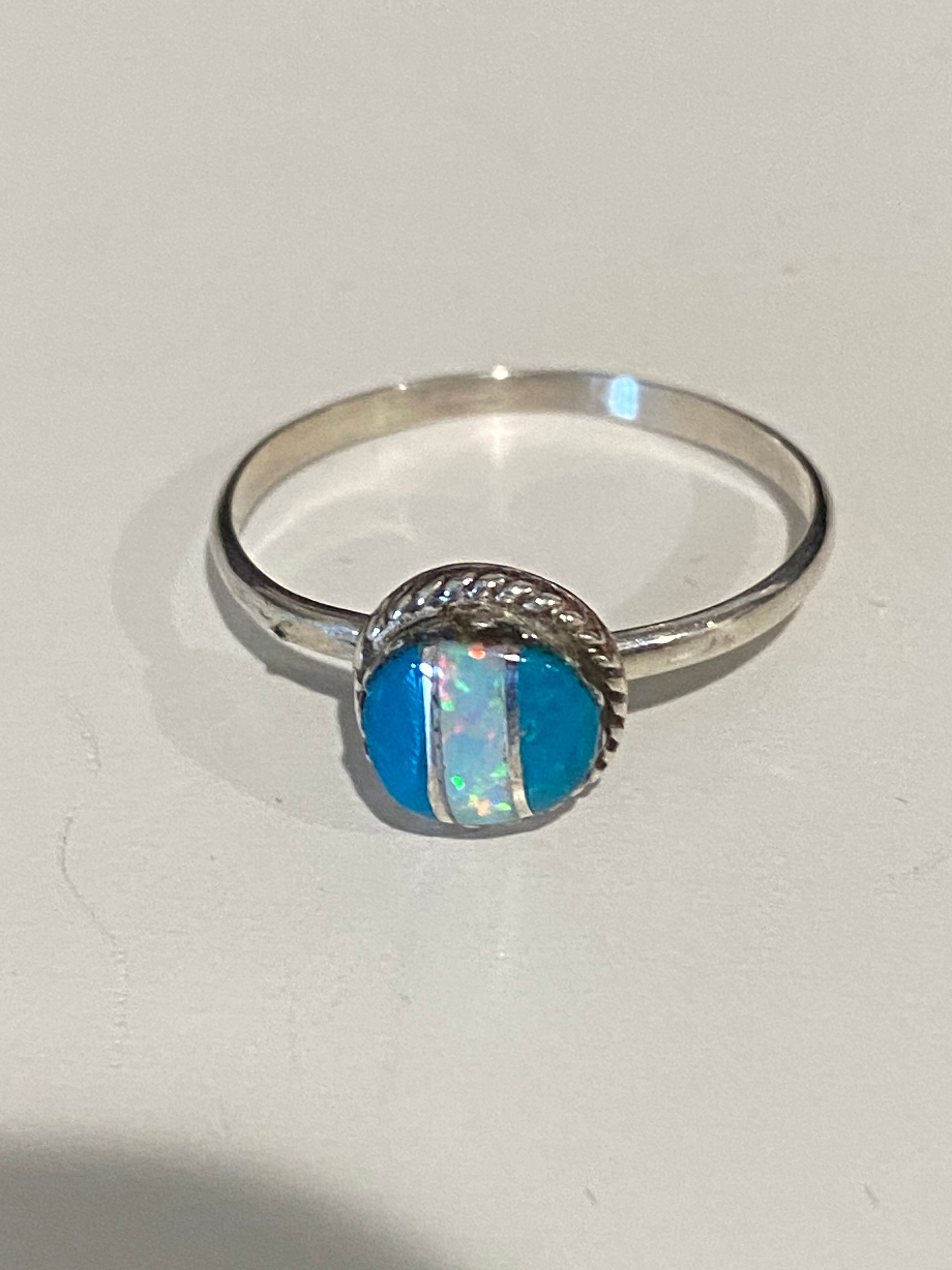 Navajo Sterling Silver & Blue Opal Inlay Ring