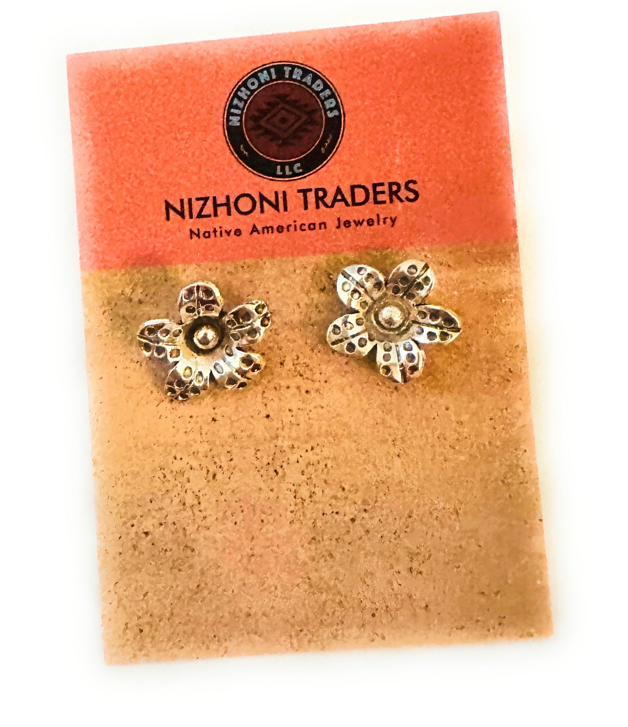 Handmade Sterling Silver Flower Stud Earrings Signed Nizhoni