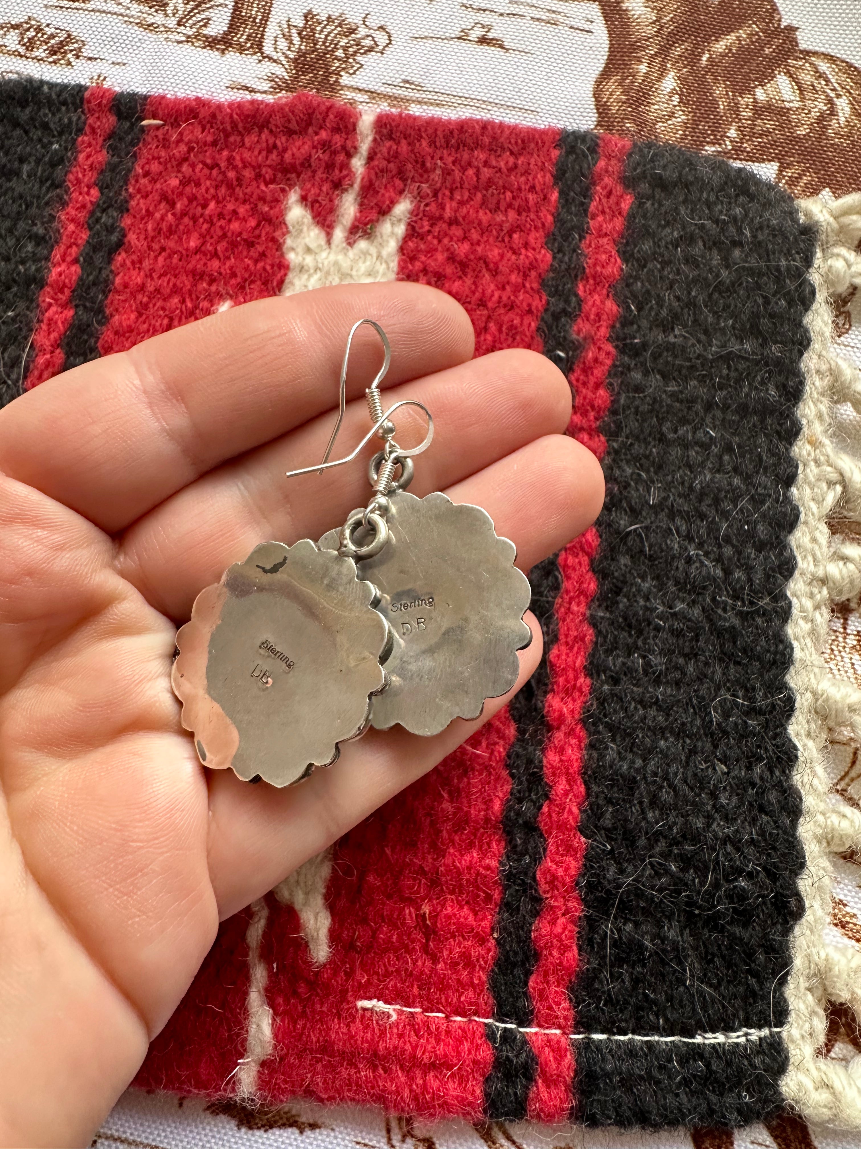 Navajo Mother of Pearl & Sterling Silver Dangle Earrings