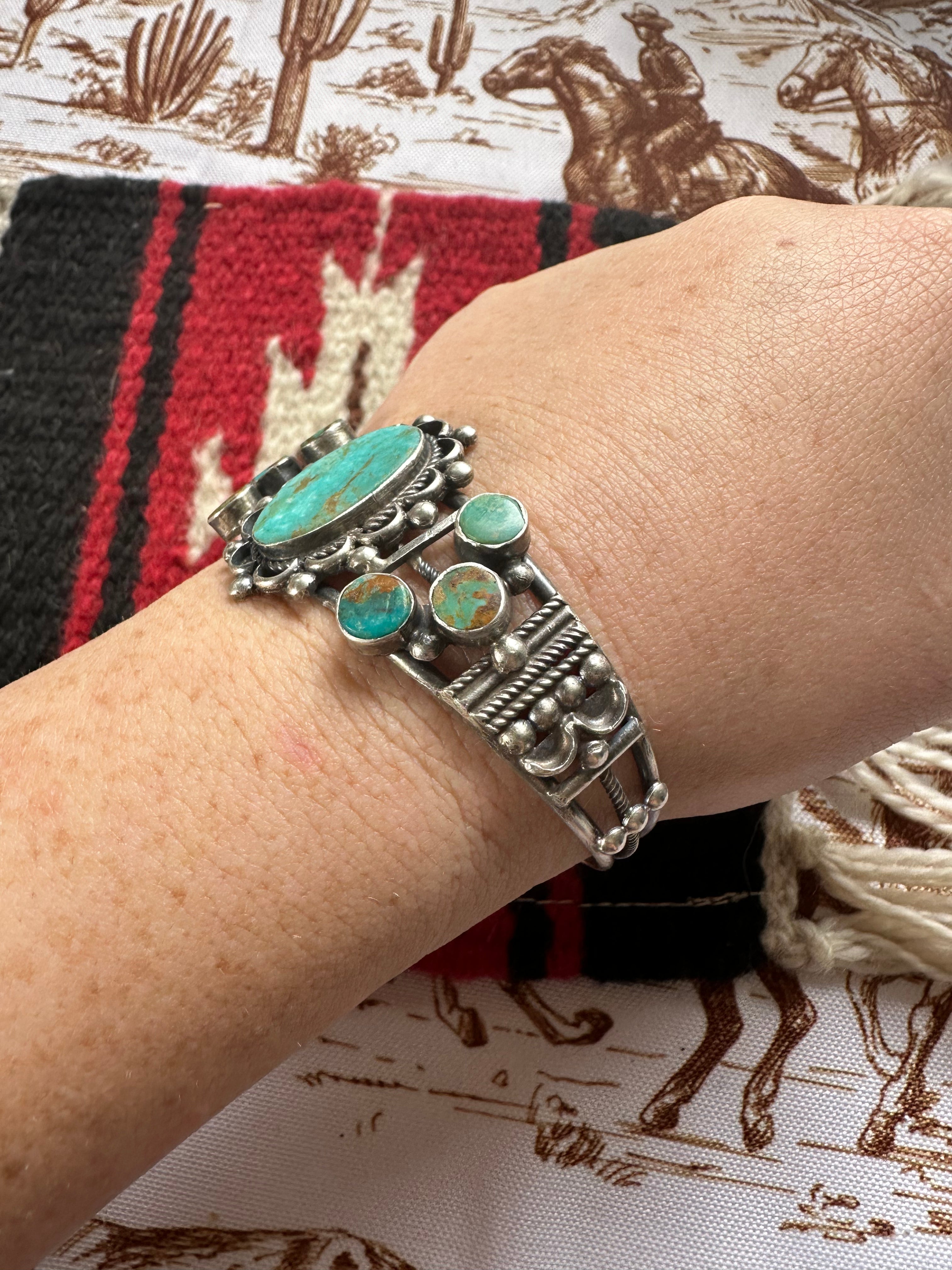 Navajo Jacqueline Silver Royston Turquoise & Sterling Cuff