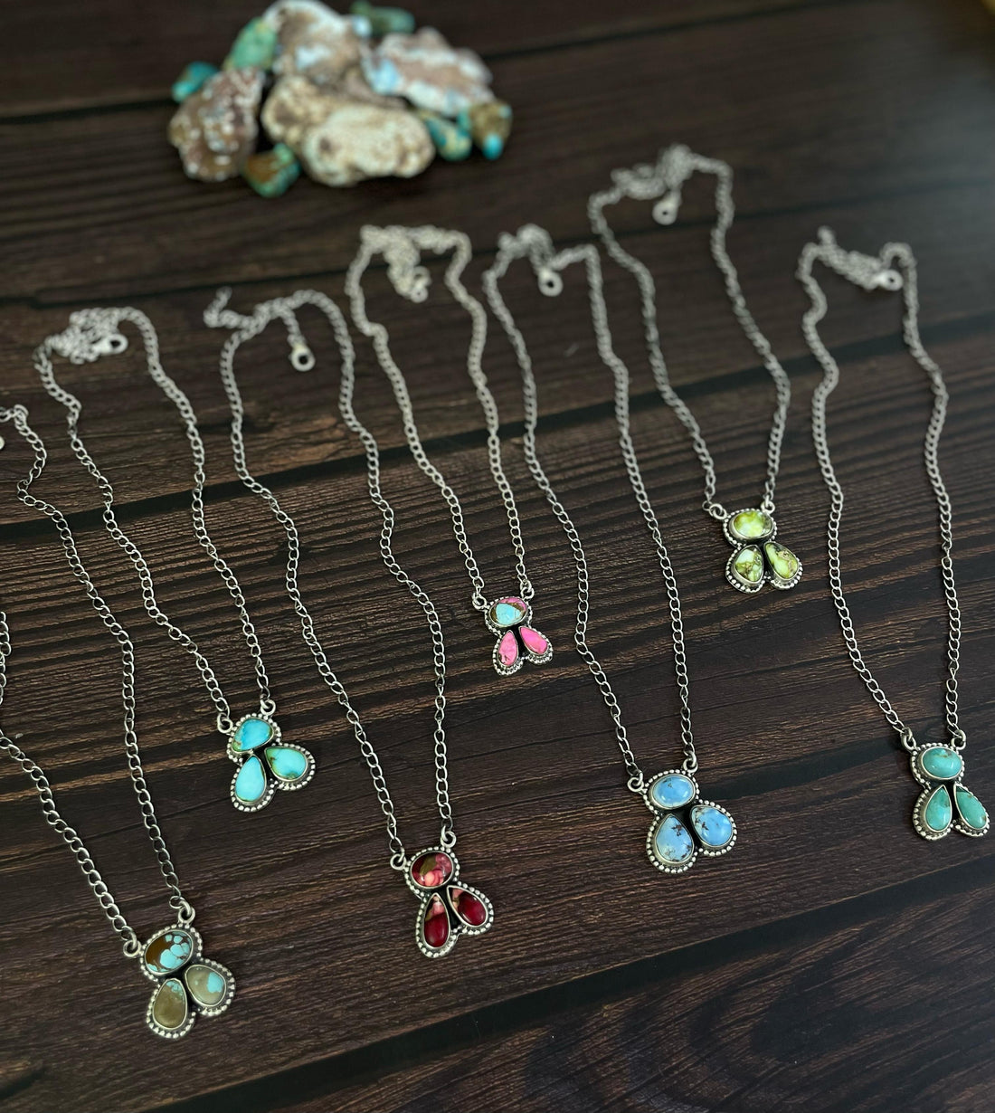 Handmade Sterling Silver Cotton Candy, Golden Hills Turquoise, Red Rose Dahlia, No.8, Paloma, Sonoran Mountain Turquoise Necklace, Signed Nizhoni
