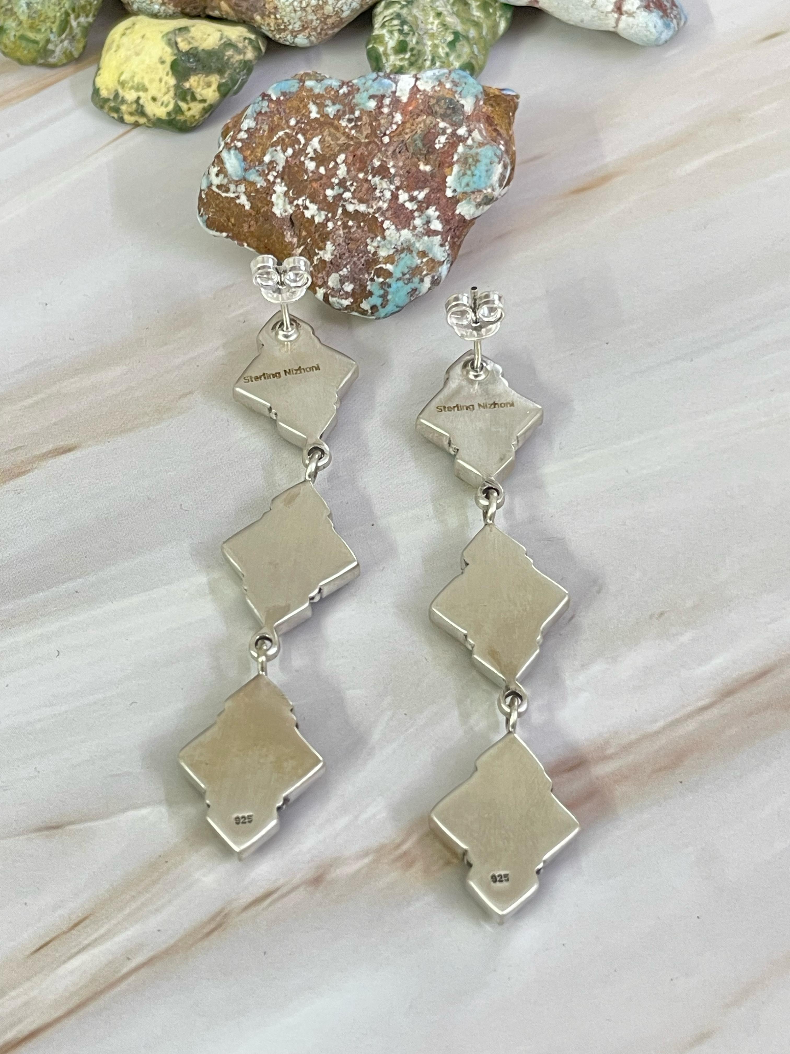 Handmade Sterling Silver Honey Dahlia Post Earrings, Signed Nizhoni