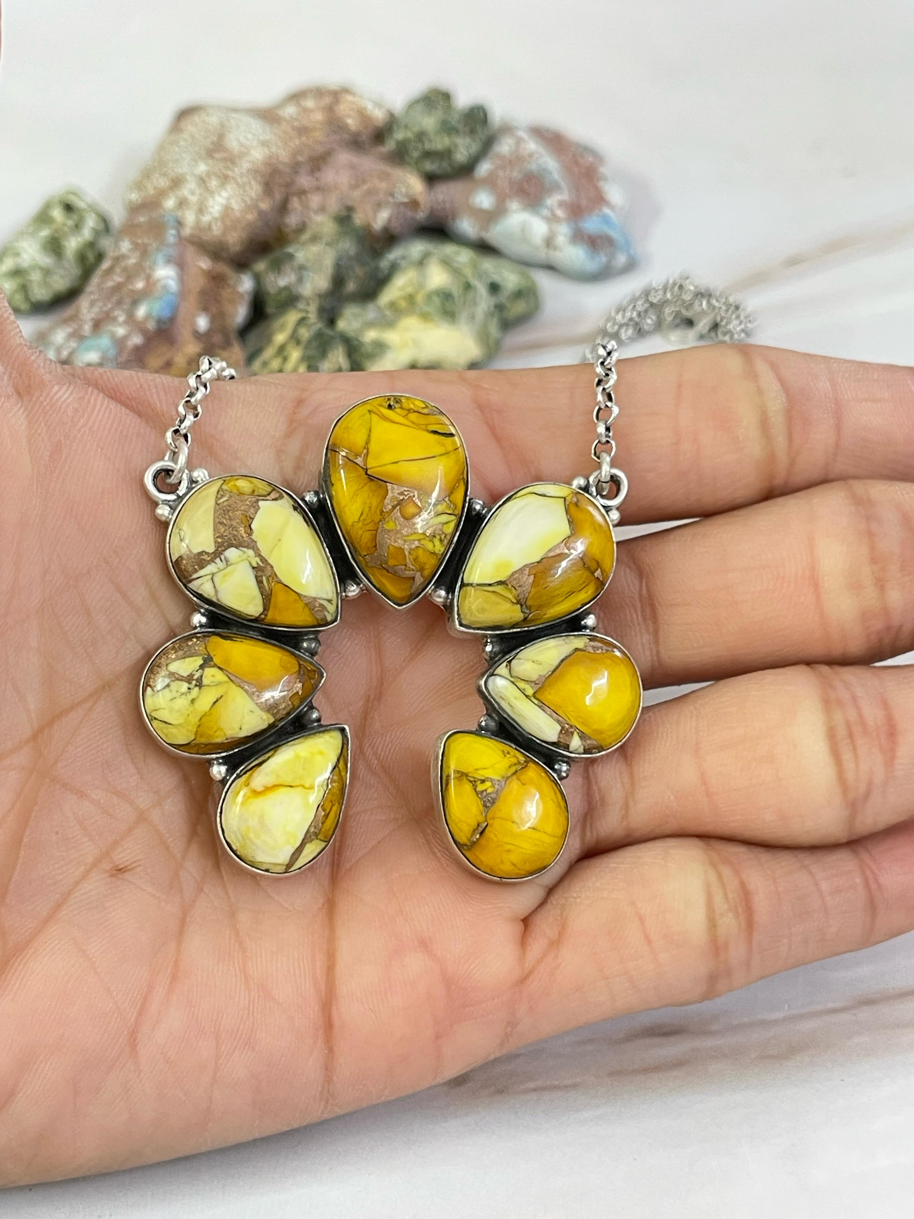 Handmade Sterling Silver Honey Dahlia Necklace, Signed Nizhoni