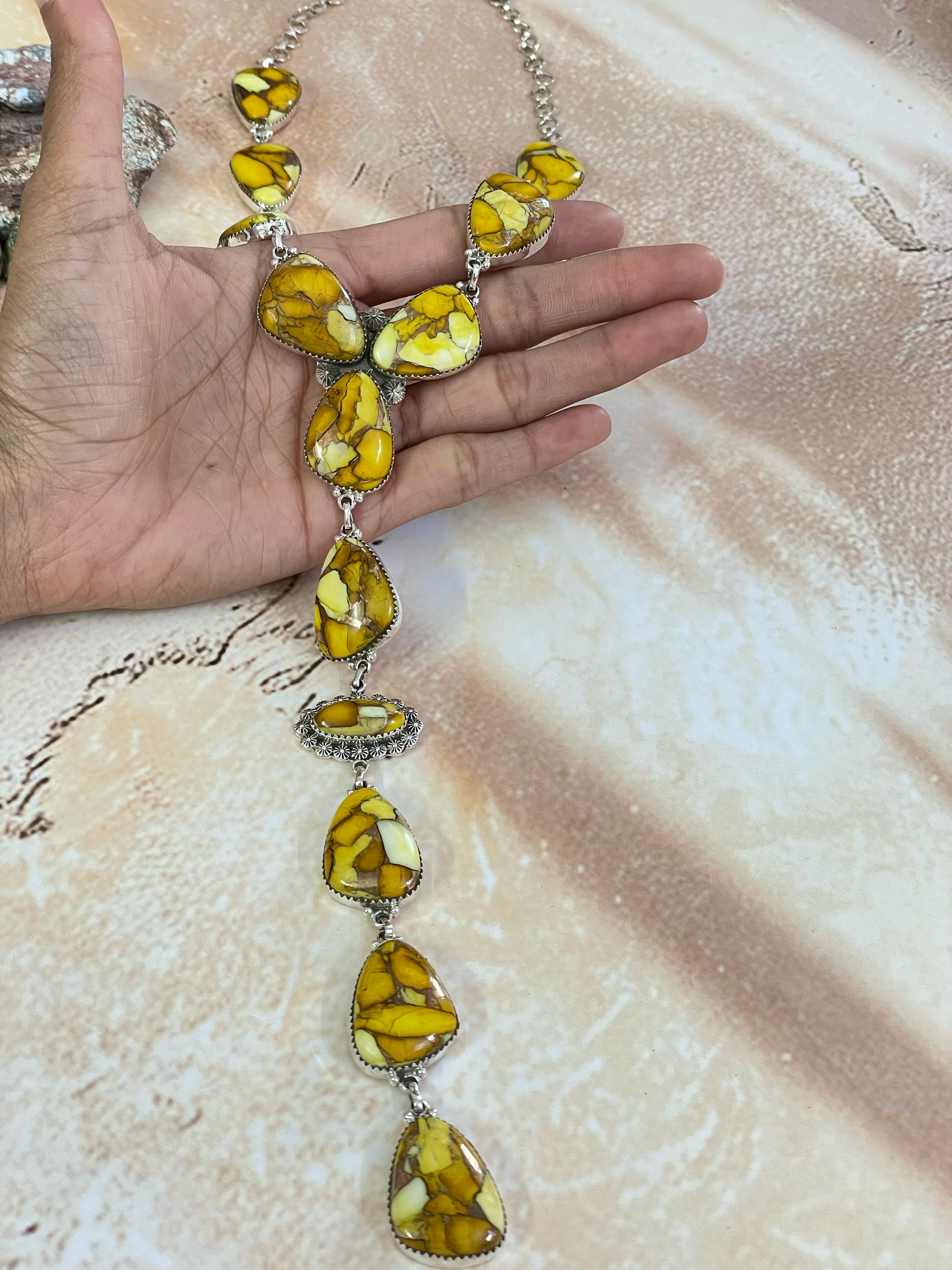 Handmade Sterling Silver Honey Dahlia Necklace, Signed Nizhoni