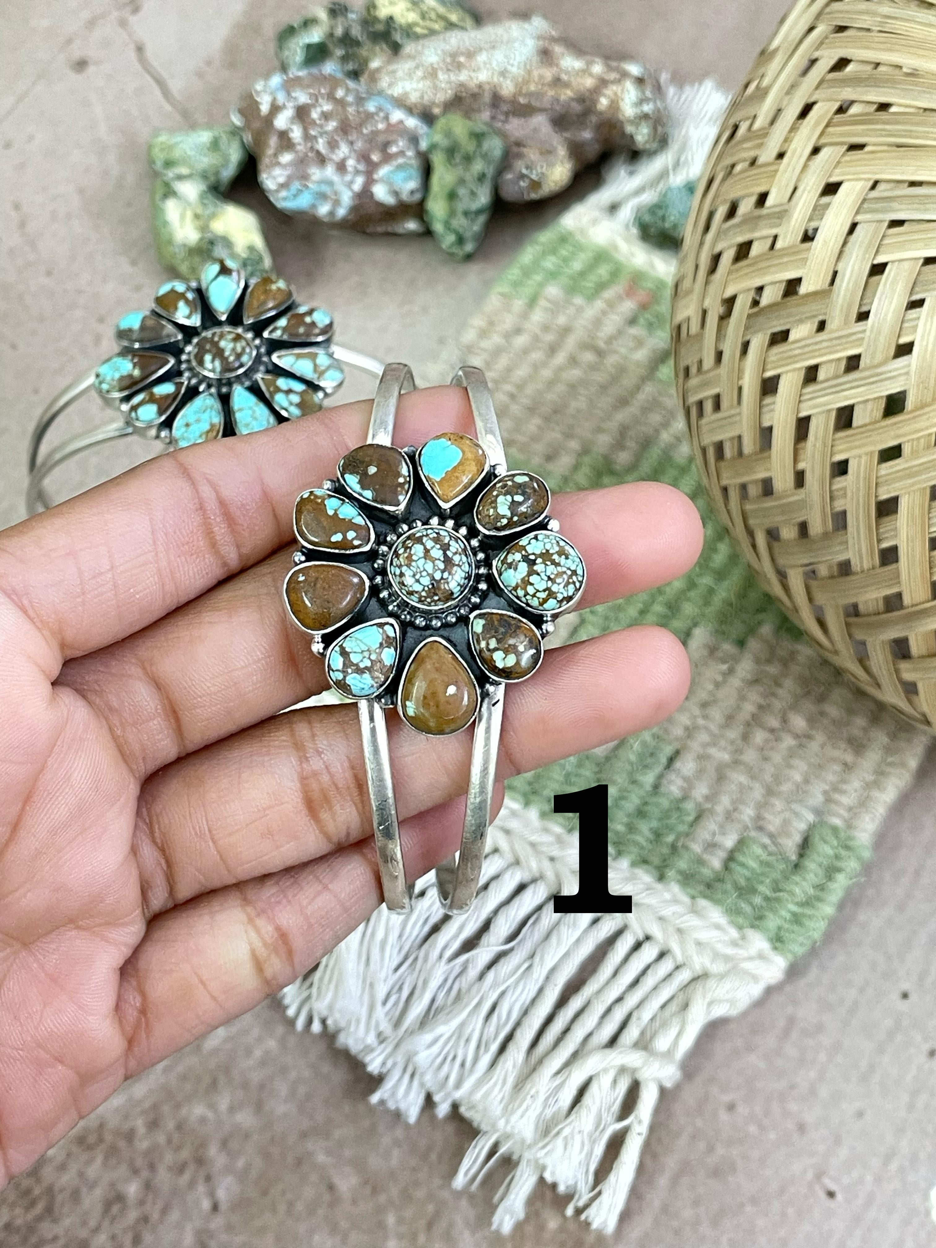 Handmade Sterling Silver Number 8 Turquoise Bracelet Signed Nizhoni