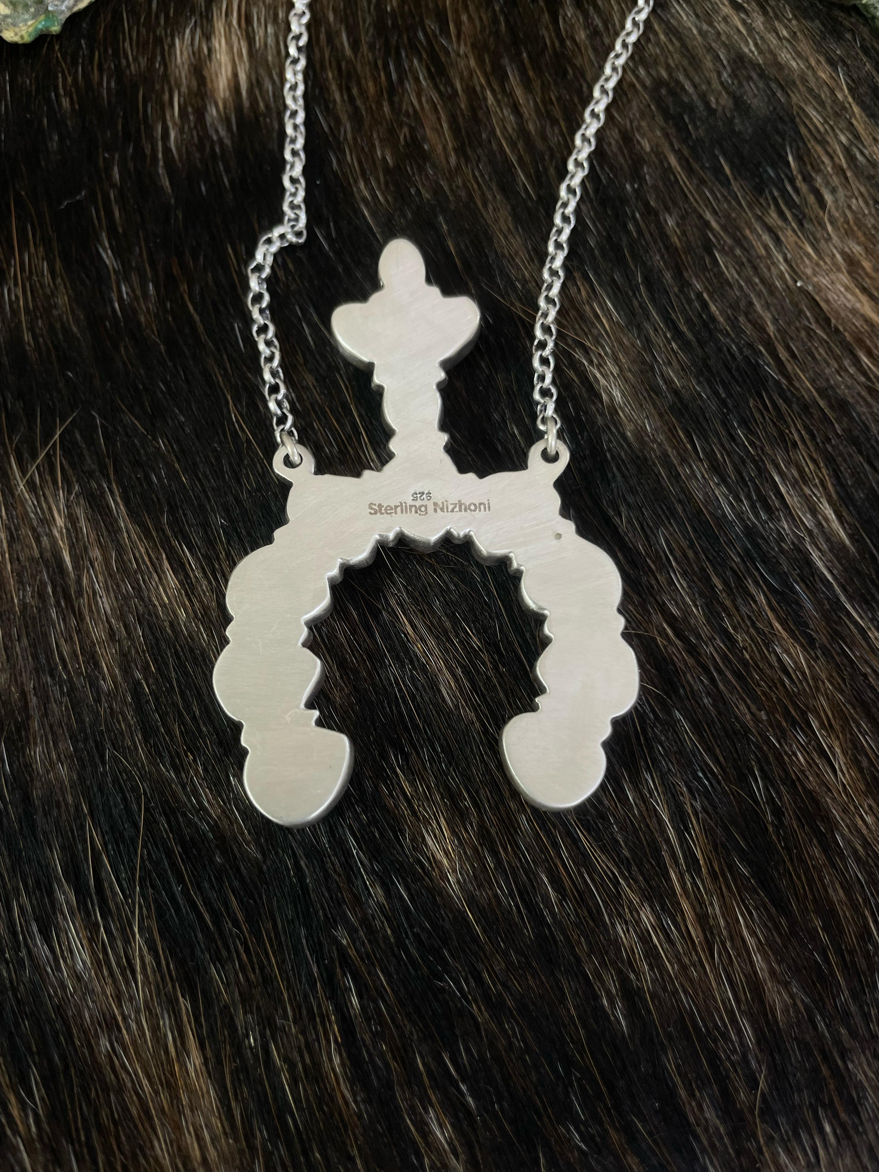 Handmade Sterling Silver Honey Dahlia Necklace with Signed Nizhoni