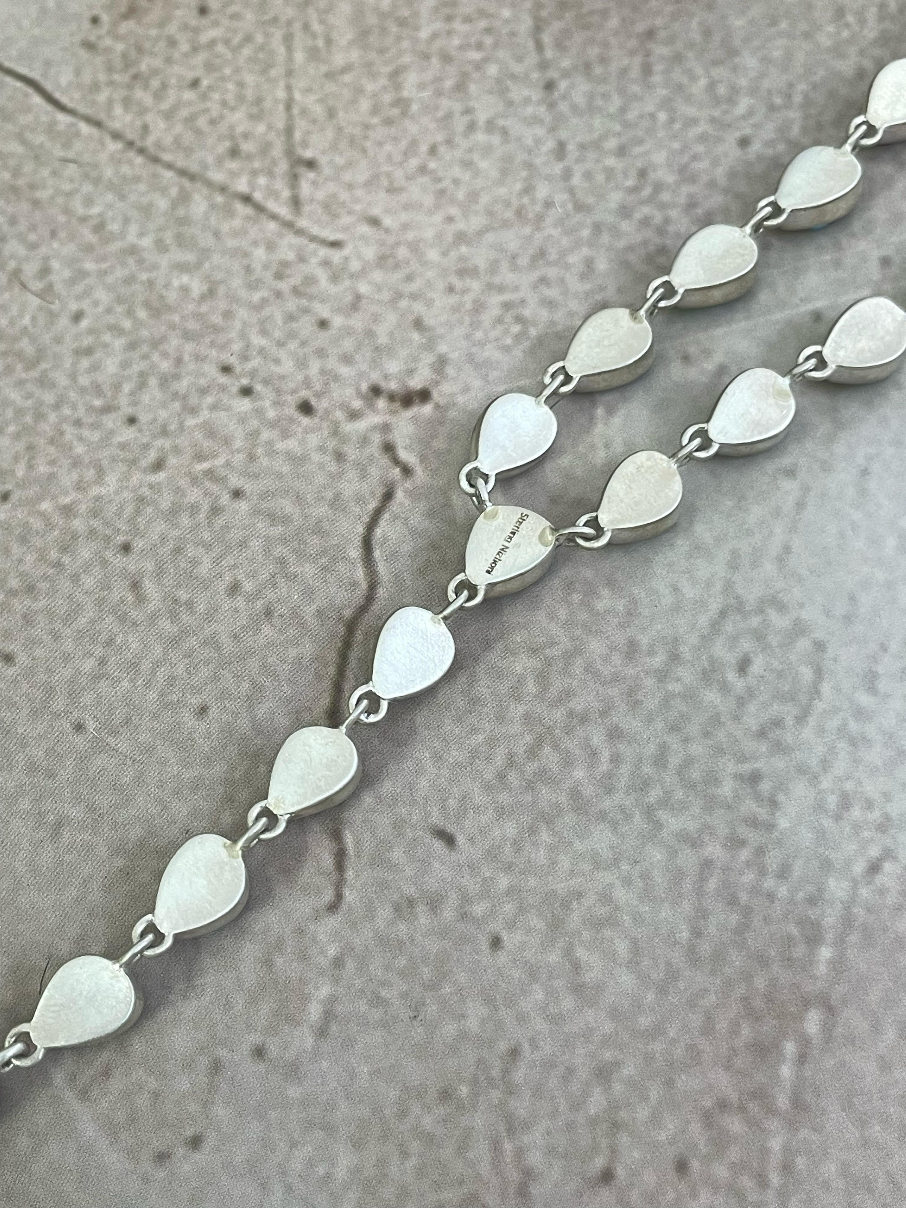 Handmade Sterling Silver Multi Gemstone Necklace with Signed Nizhoni