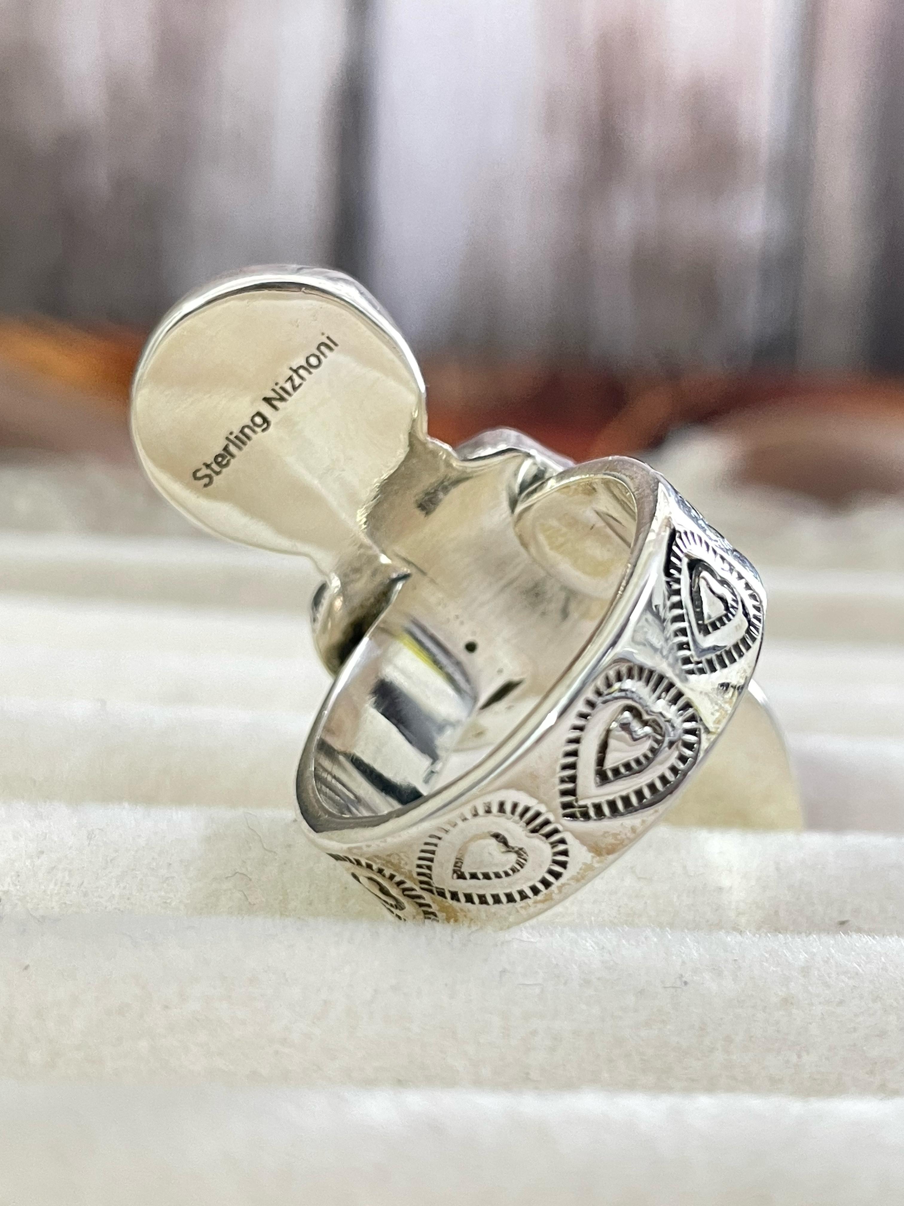 Handmade Sterling Silver Grape Dahlia Adjustable Ring with Signed Nizhoni