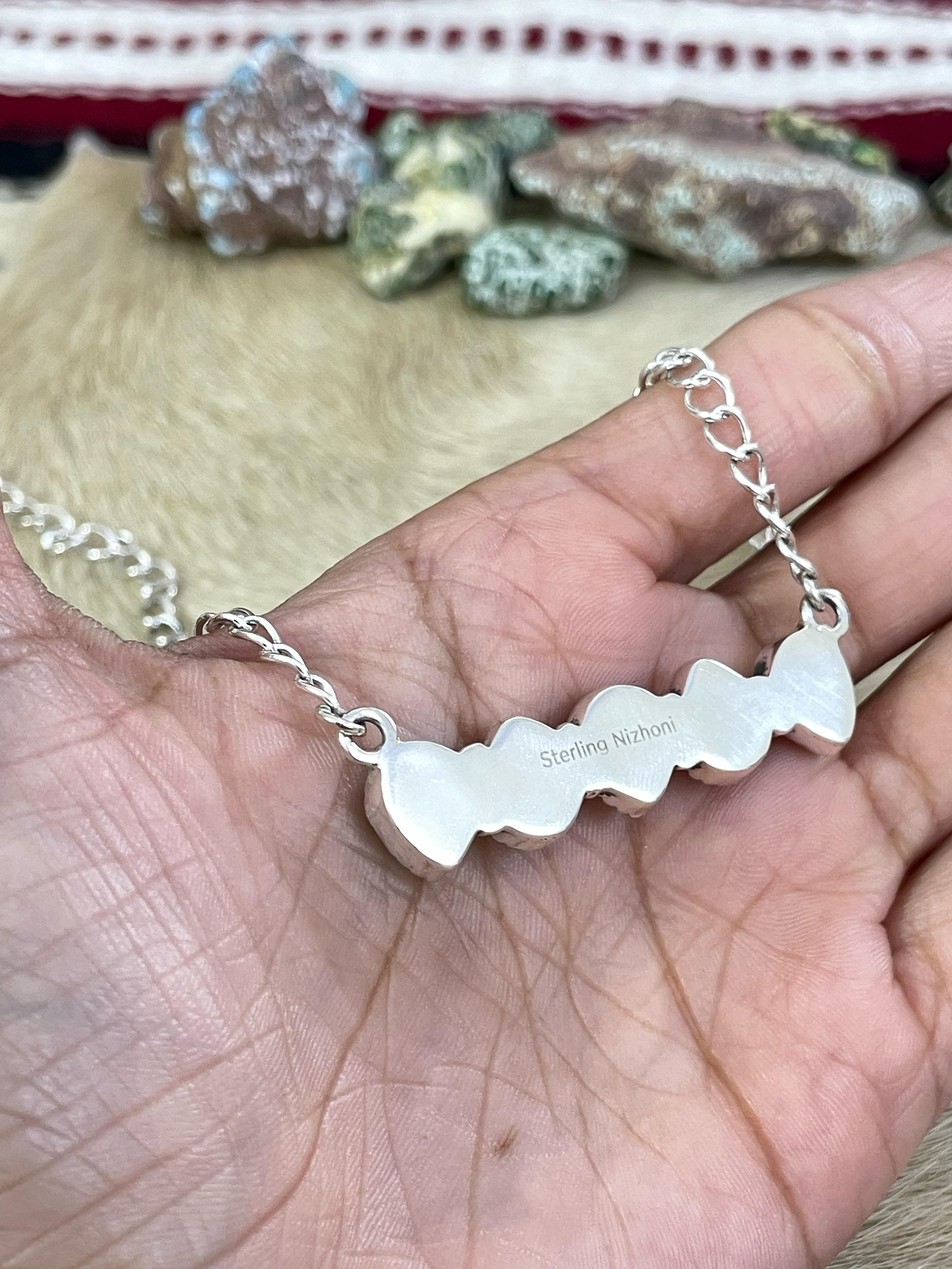 Handmade Sterling Silver Grape Dahlia Necklace with Signed Nizhoni