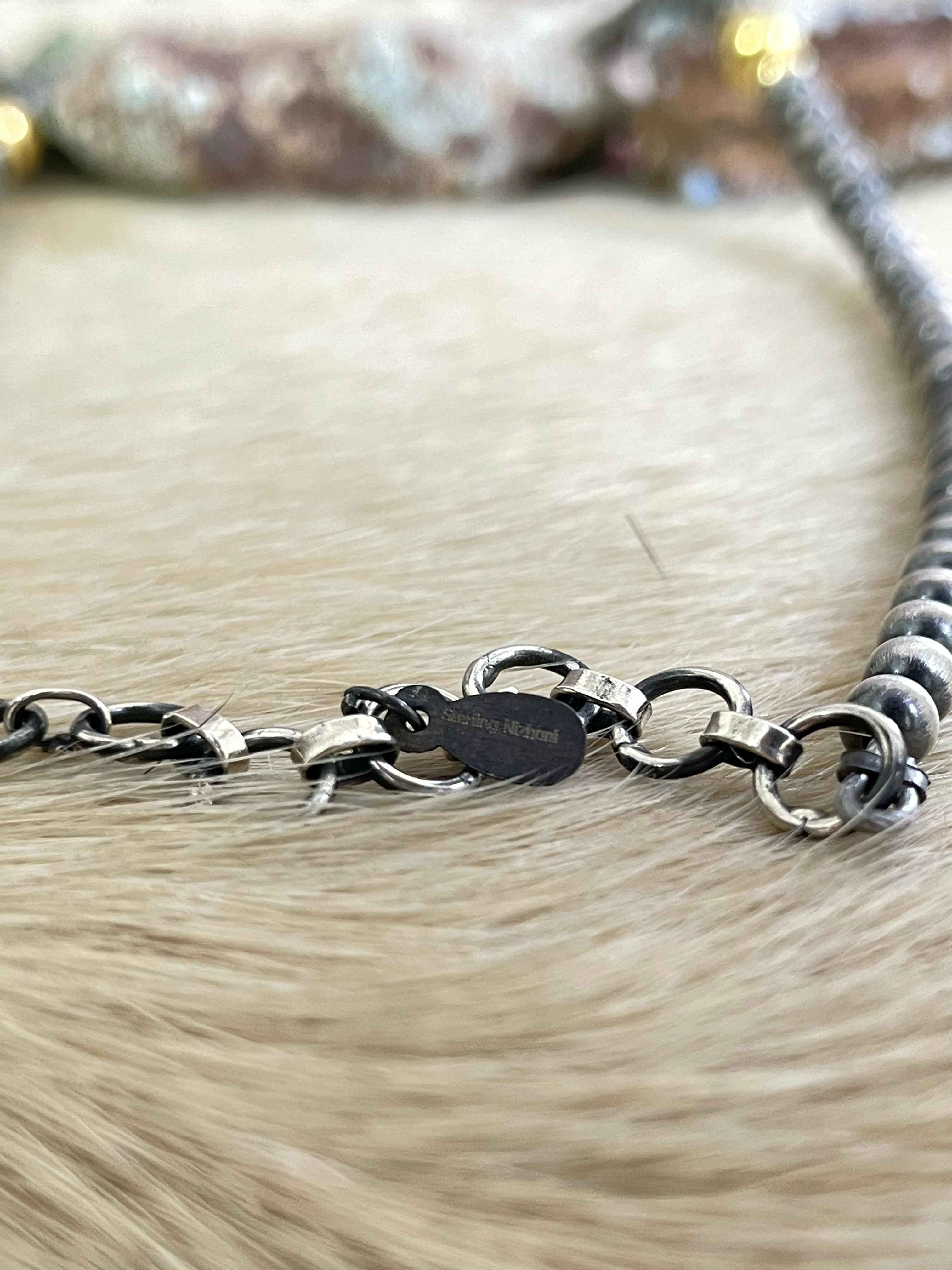 Handmade Sterling Silver with 14K Gold Beads Necklace