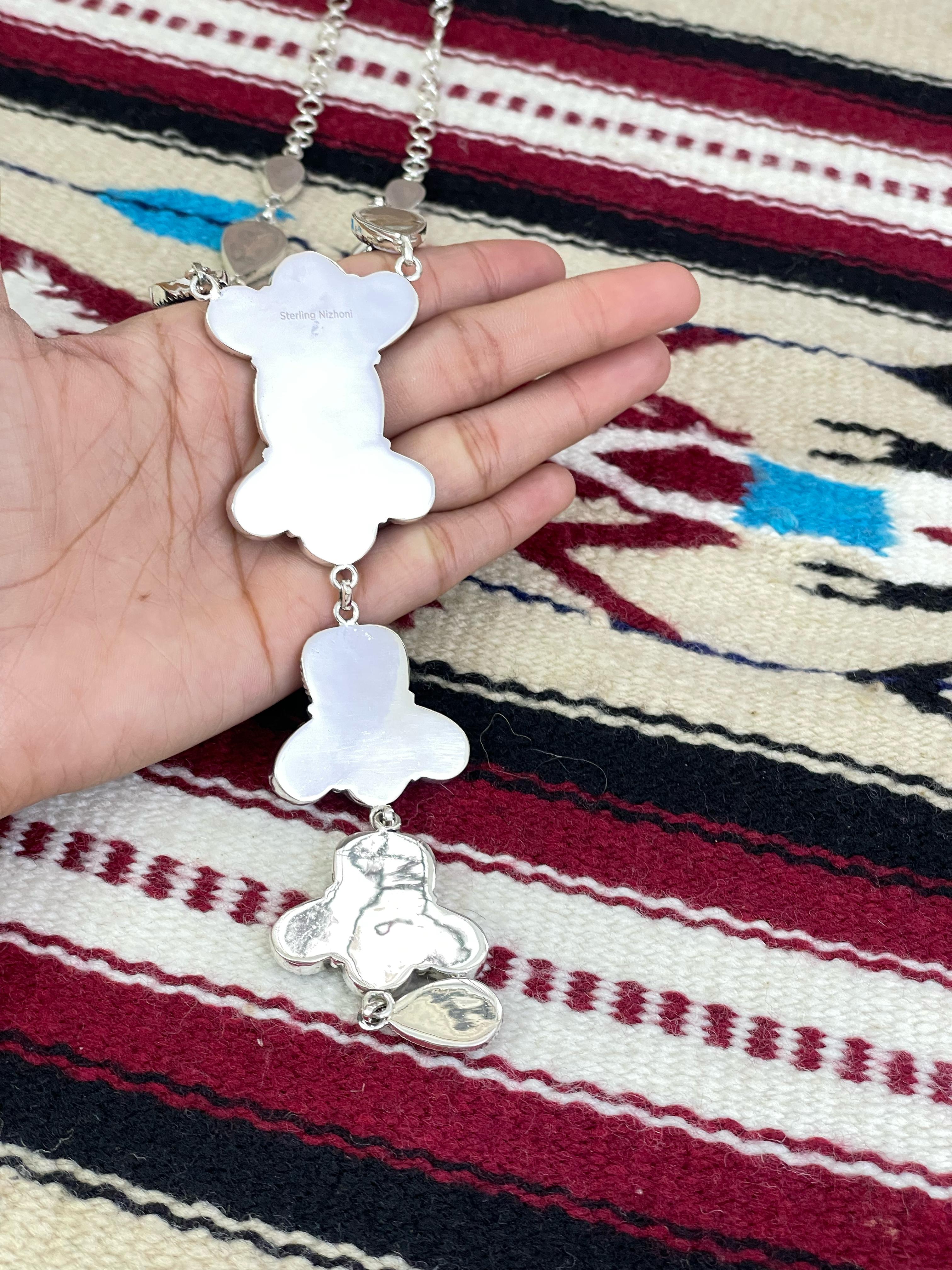 Handmade Sterling Silver Grape Dahlia Necklace with Signed Nizhoni