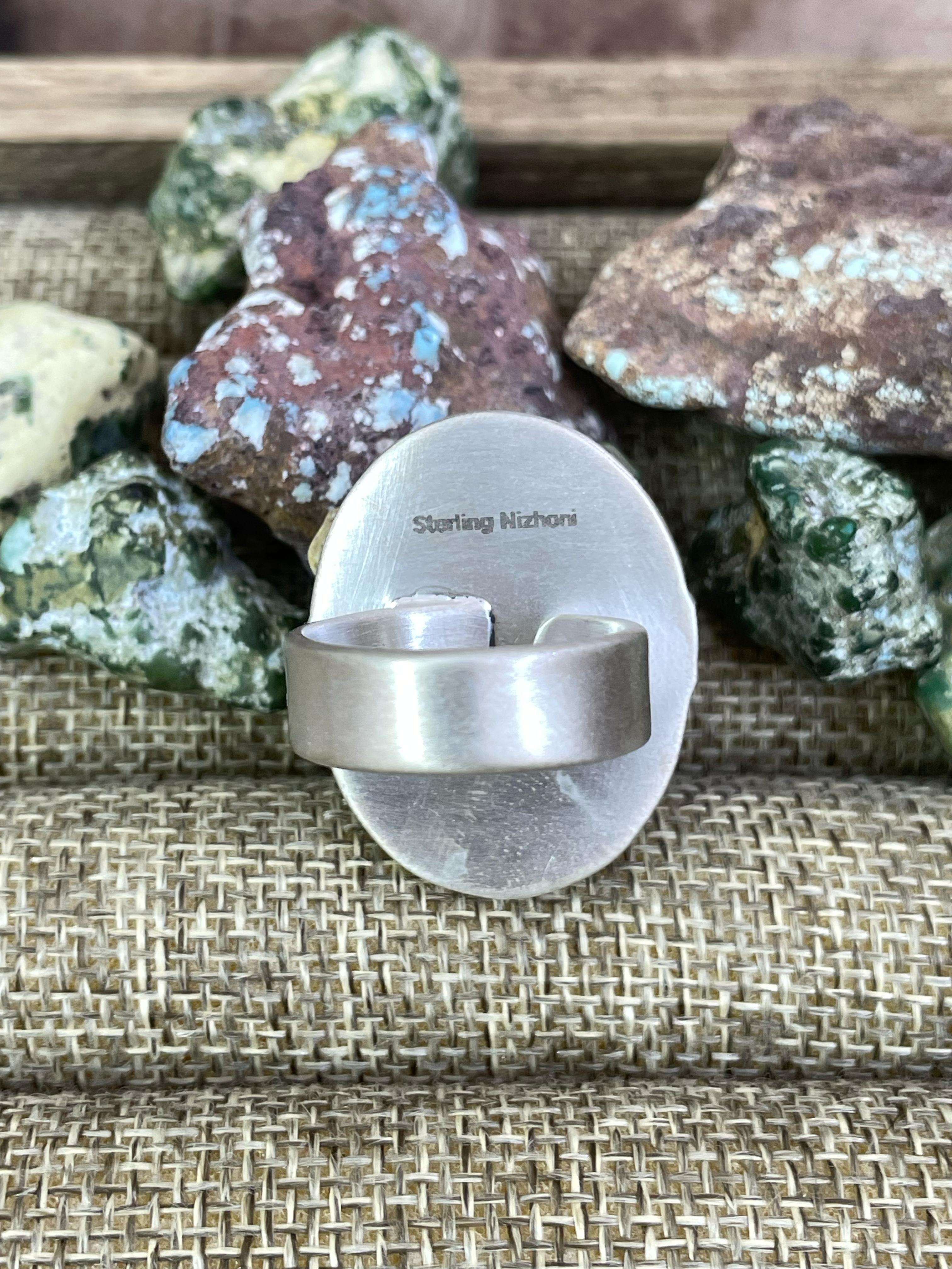 Handmade Sterling Silver Dahlia Rose Adjustable Ring with Signed Nizhoni