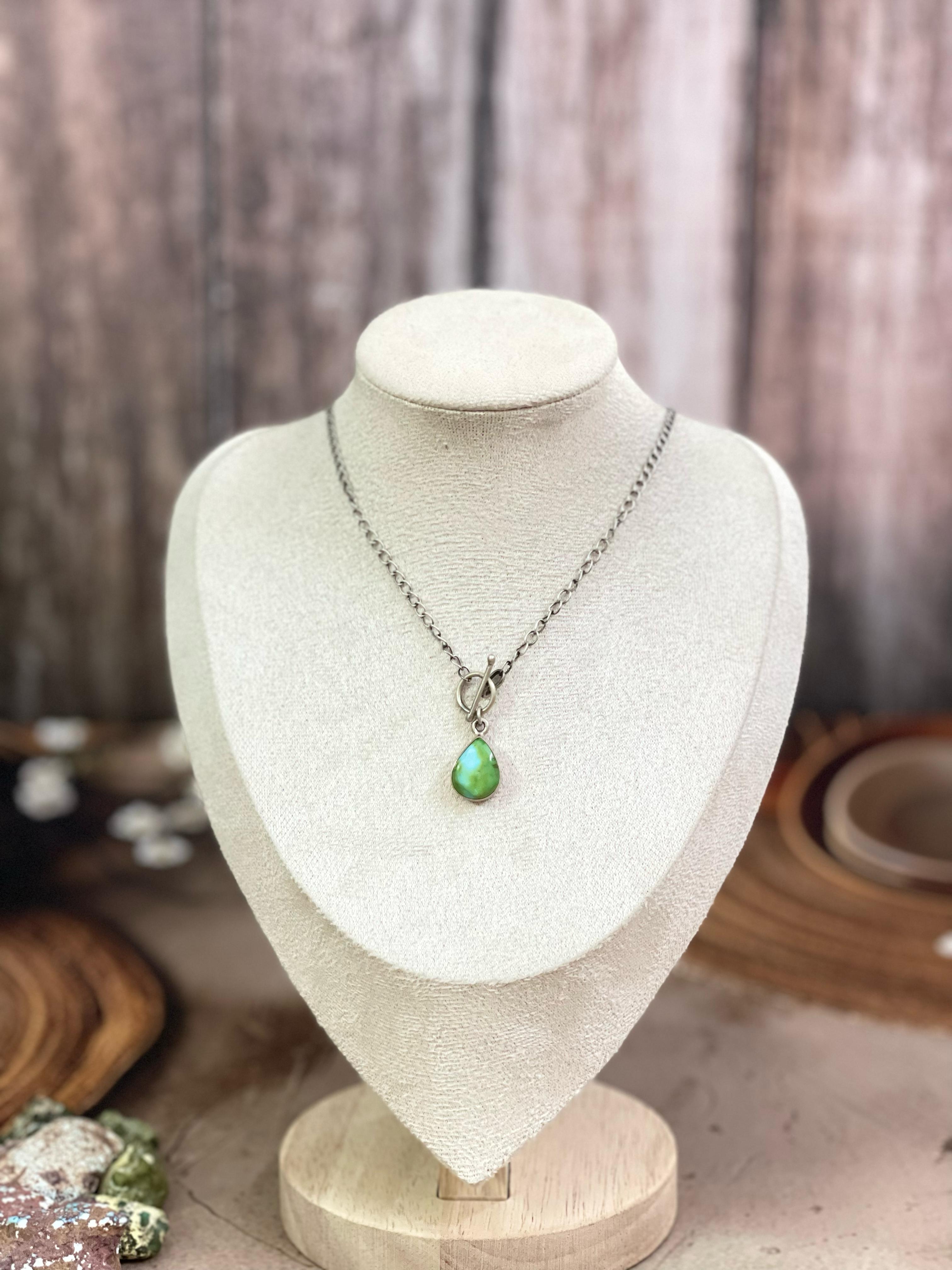 Handmade Sterling Silver Multi Stone Necklace with Signed Nizhoni