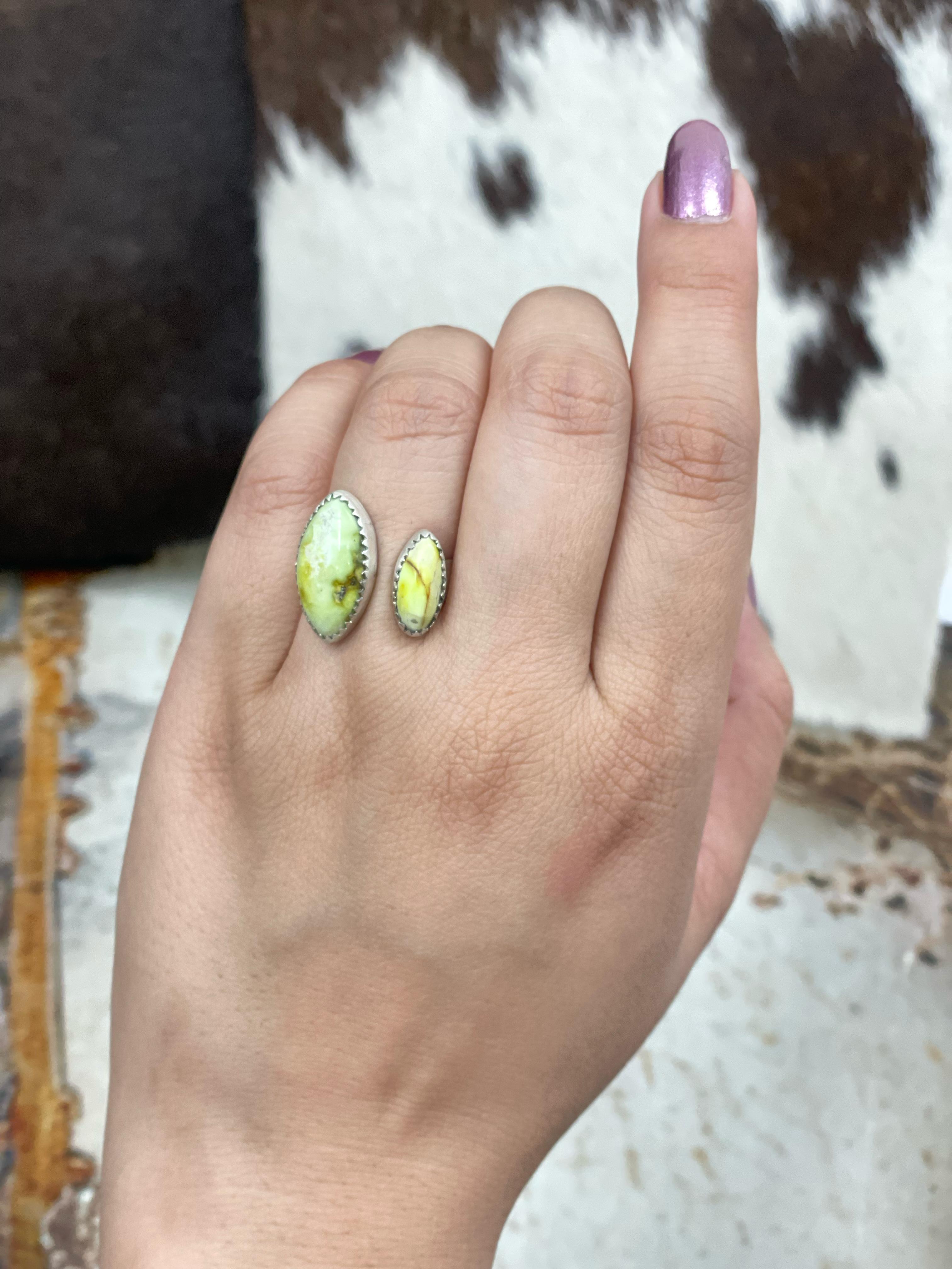 Handmade Sterling Silver Palomino Adjustable Ring with Signed Nizhoni