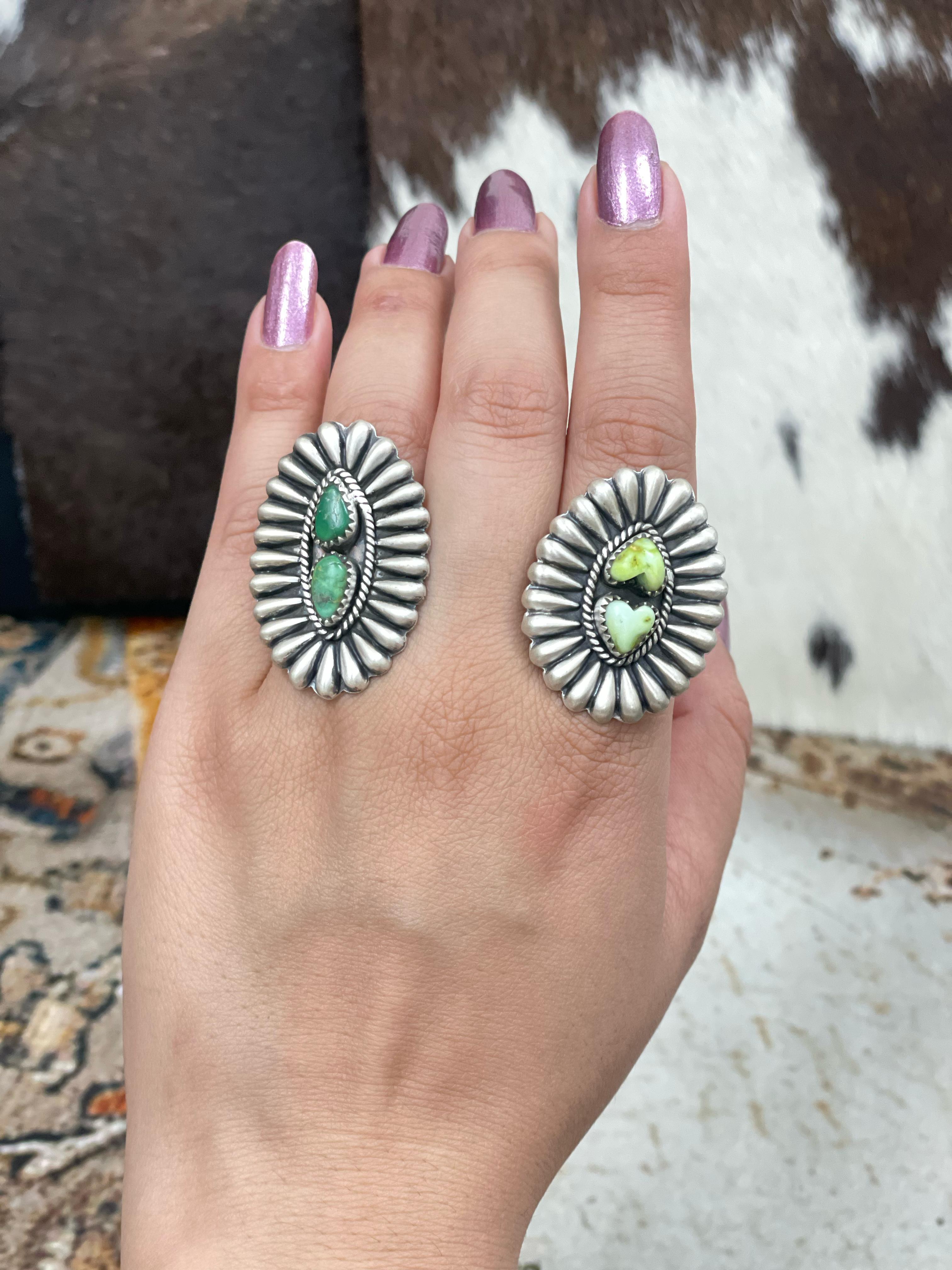 Handmade Sterling Silver Palomino, Sonoran Mountain Turquoise Adjustable Ring with Signed Nizhonitradersllc