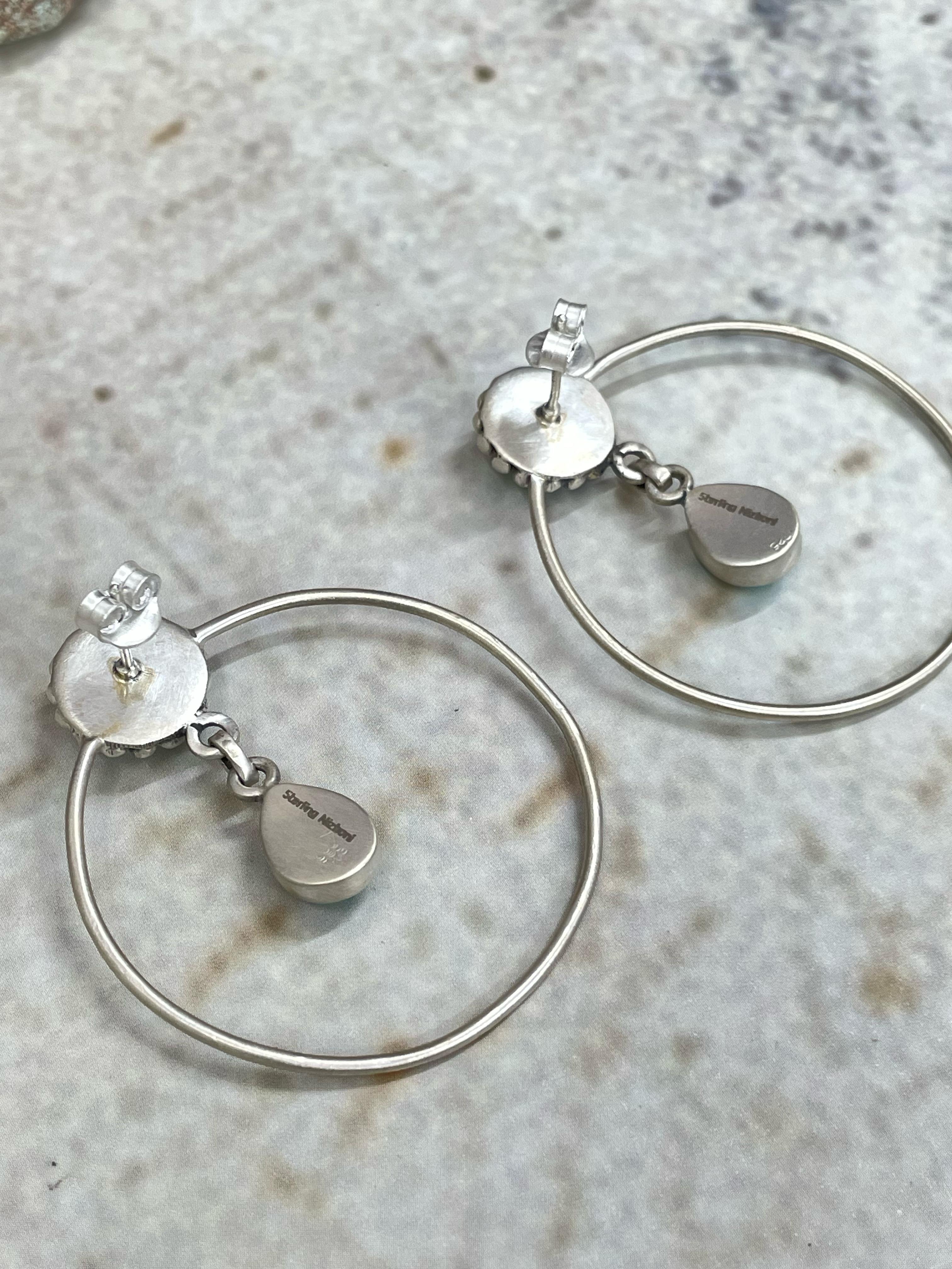 Handmade Natural Kingman Turquoise Hoop Earrings