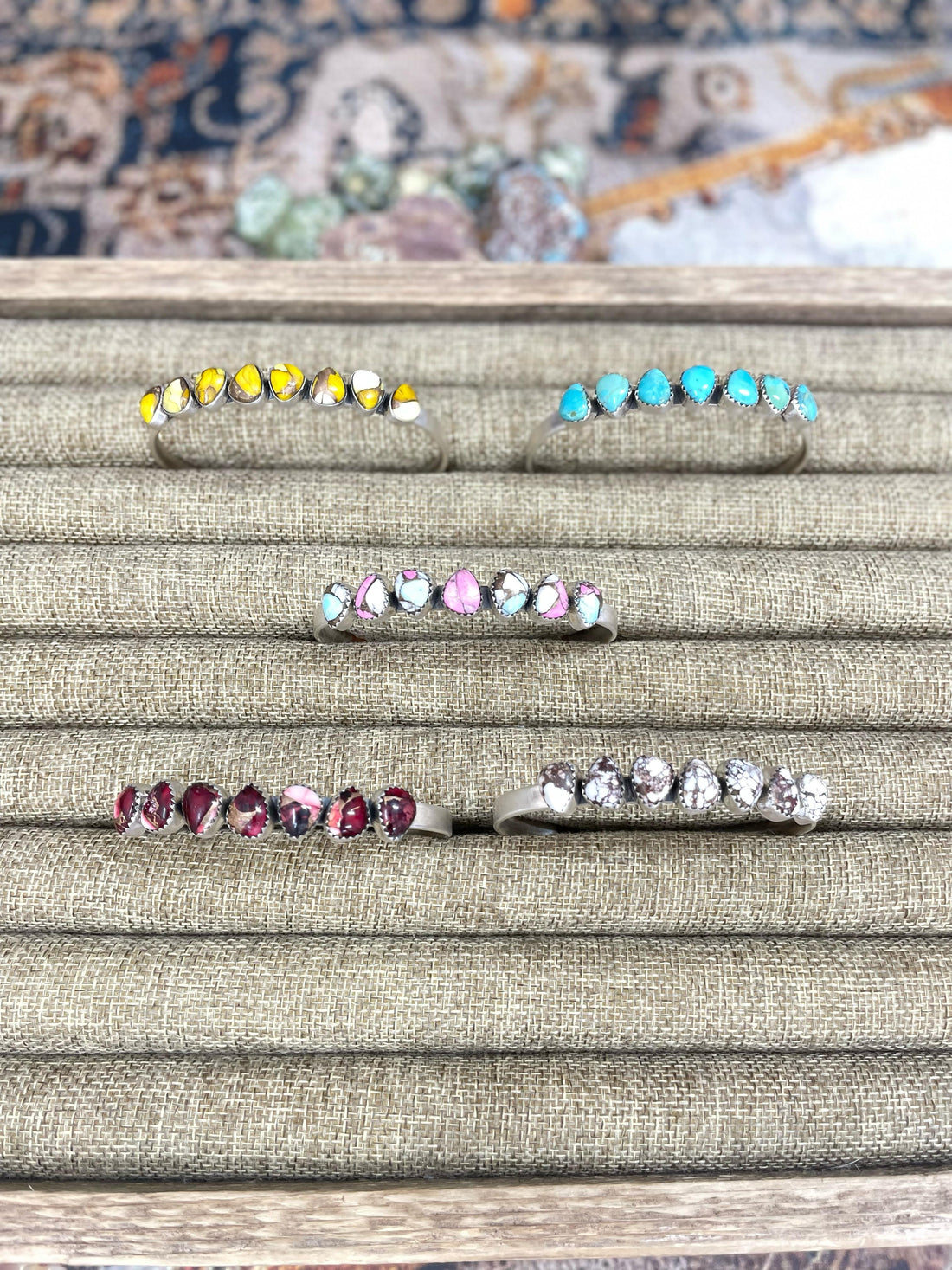 Handmade Sterling Silver Dahlia Rose, Honey Dahlia, Kingman Turquoise, Wild Horse, Cotton Candy Turquoise Cuff Bracelet with Signed Nizhoni