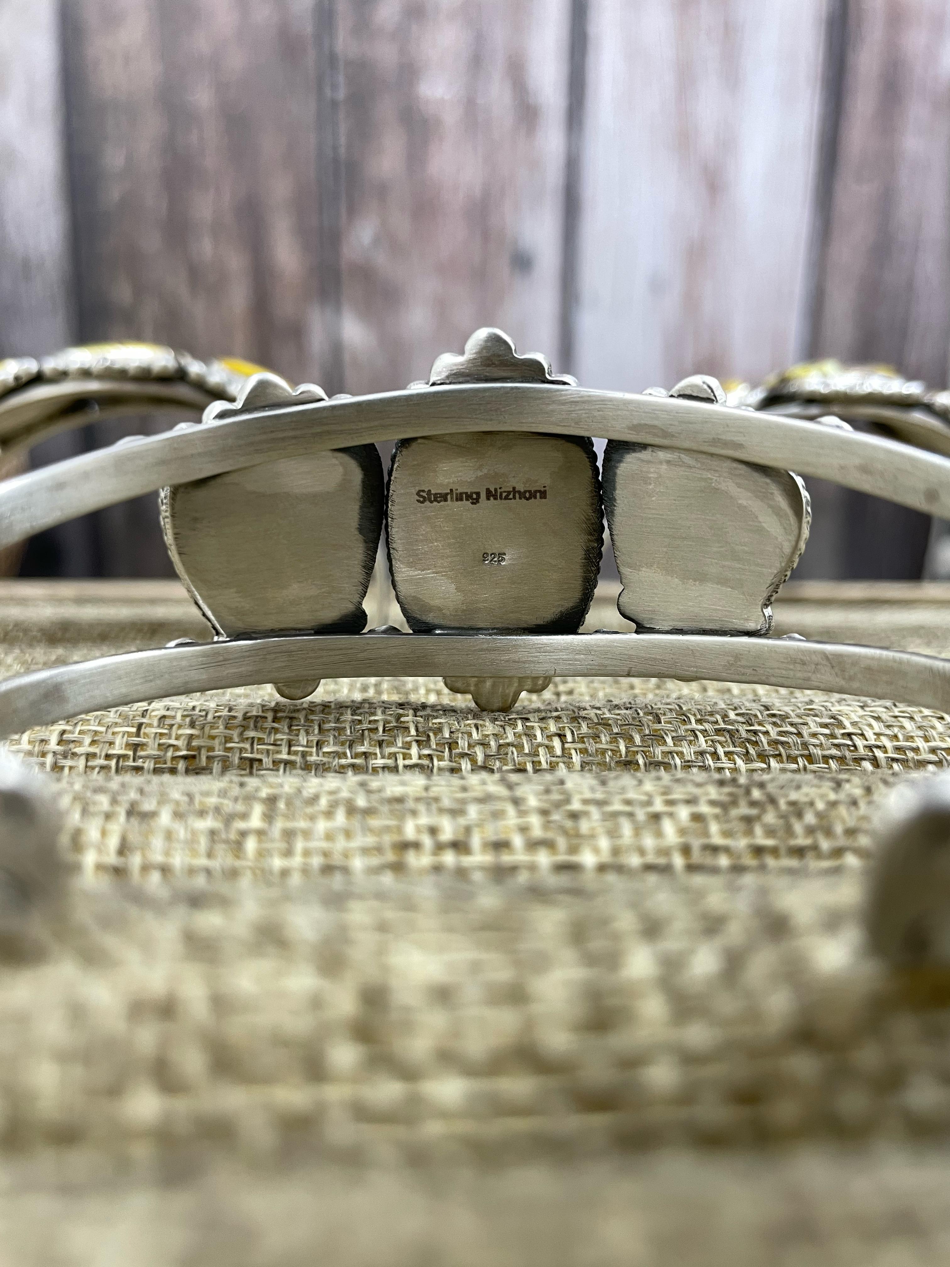 Handmade Sterling Silver Honey Dahlia Cuff Bracelet with Signed Nizhoni